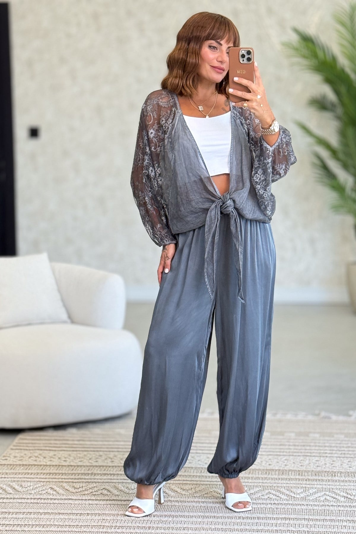 Kolları Dantelli Bolero Füme RenkCEKET