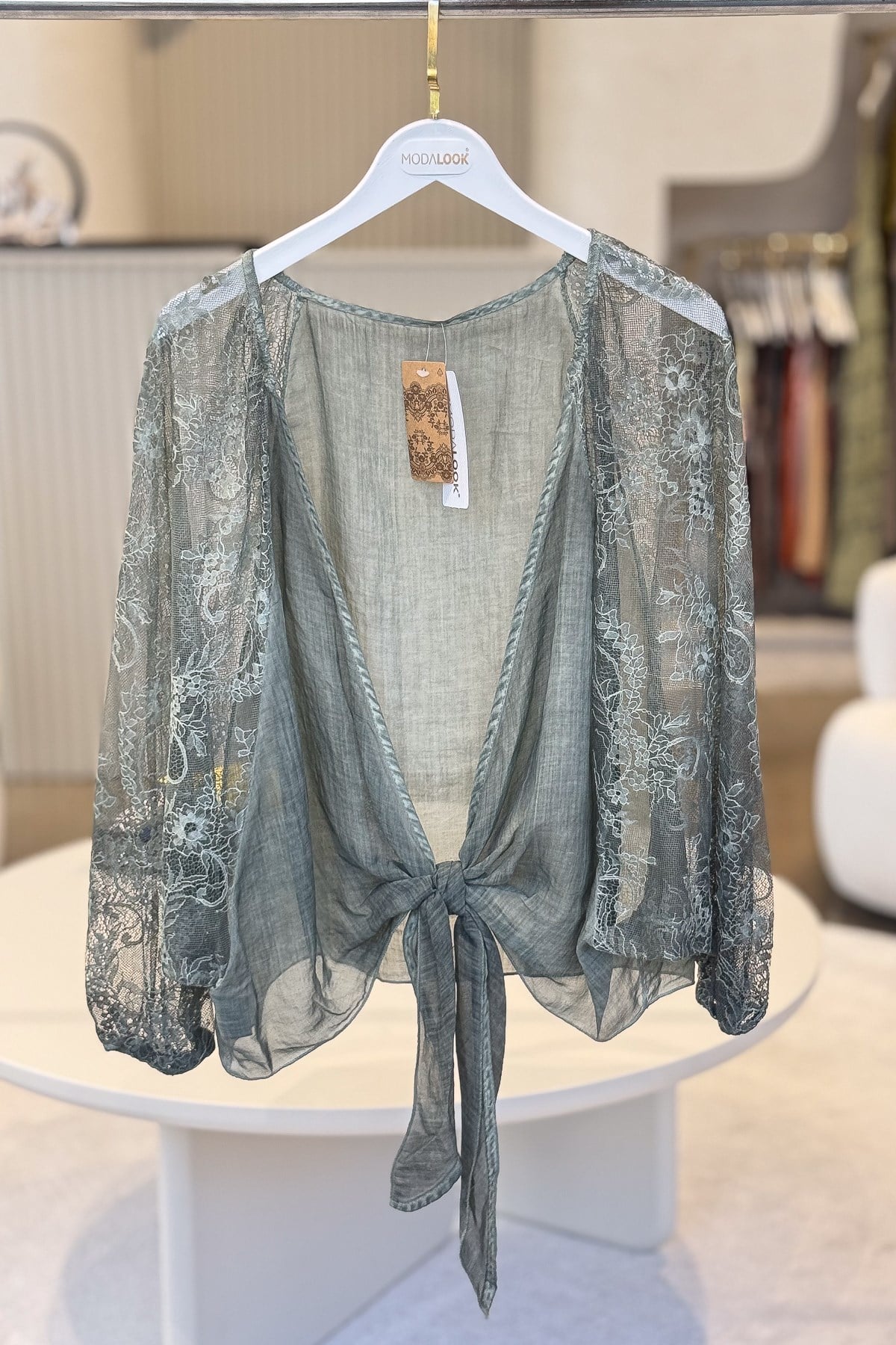 Kolları Dantelli Bolero Haki RenkCEKET