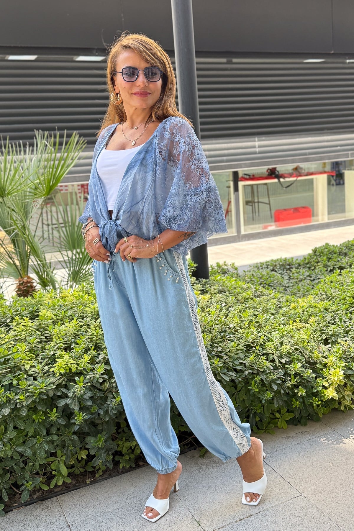 Kolları Dantelli Bolero İndigo RenkCEKET