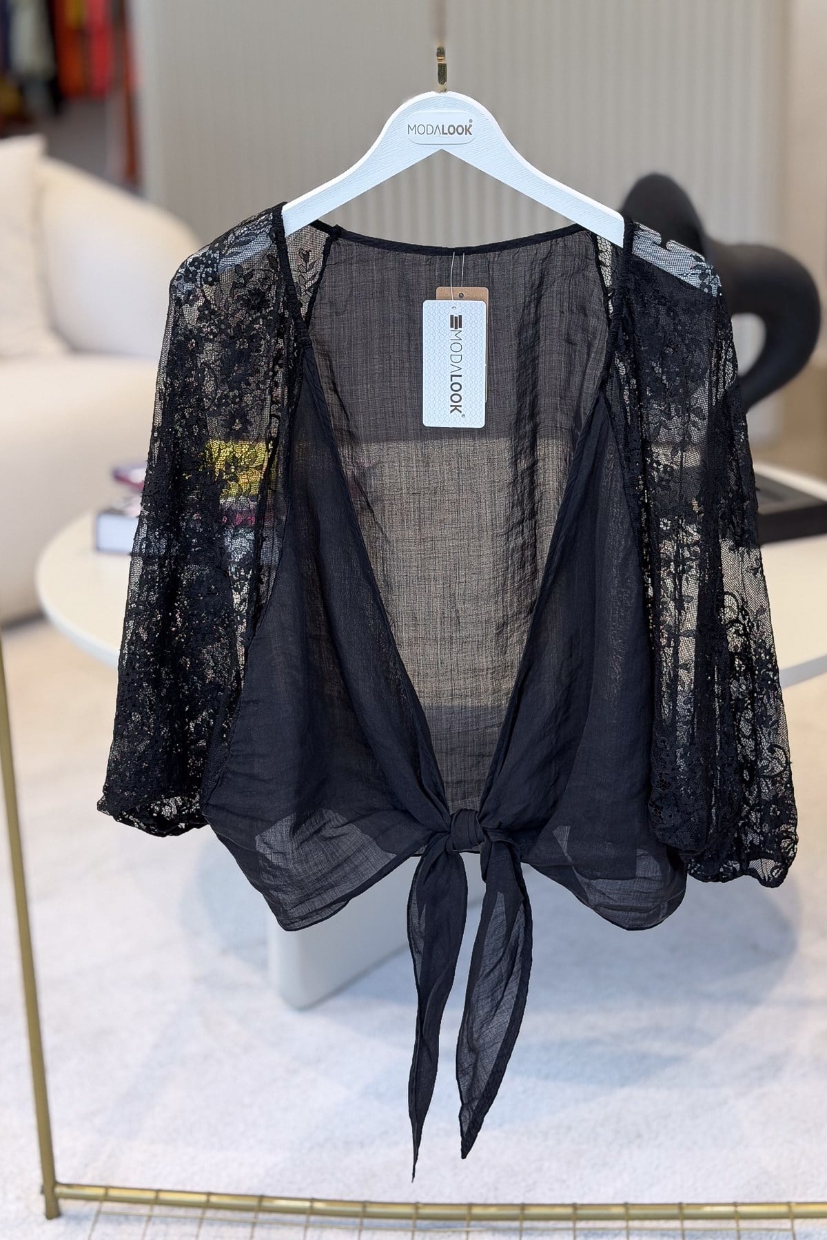 Kolları Dantelli Bolero Siyah RenkCEKET