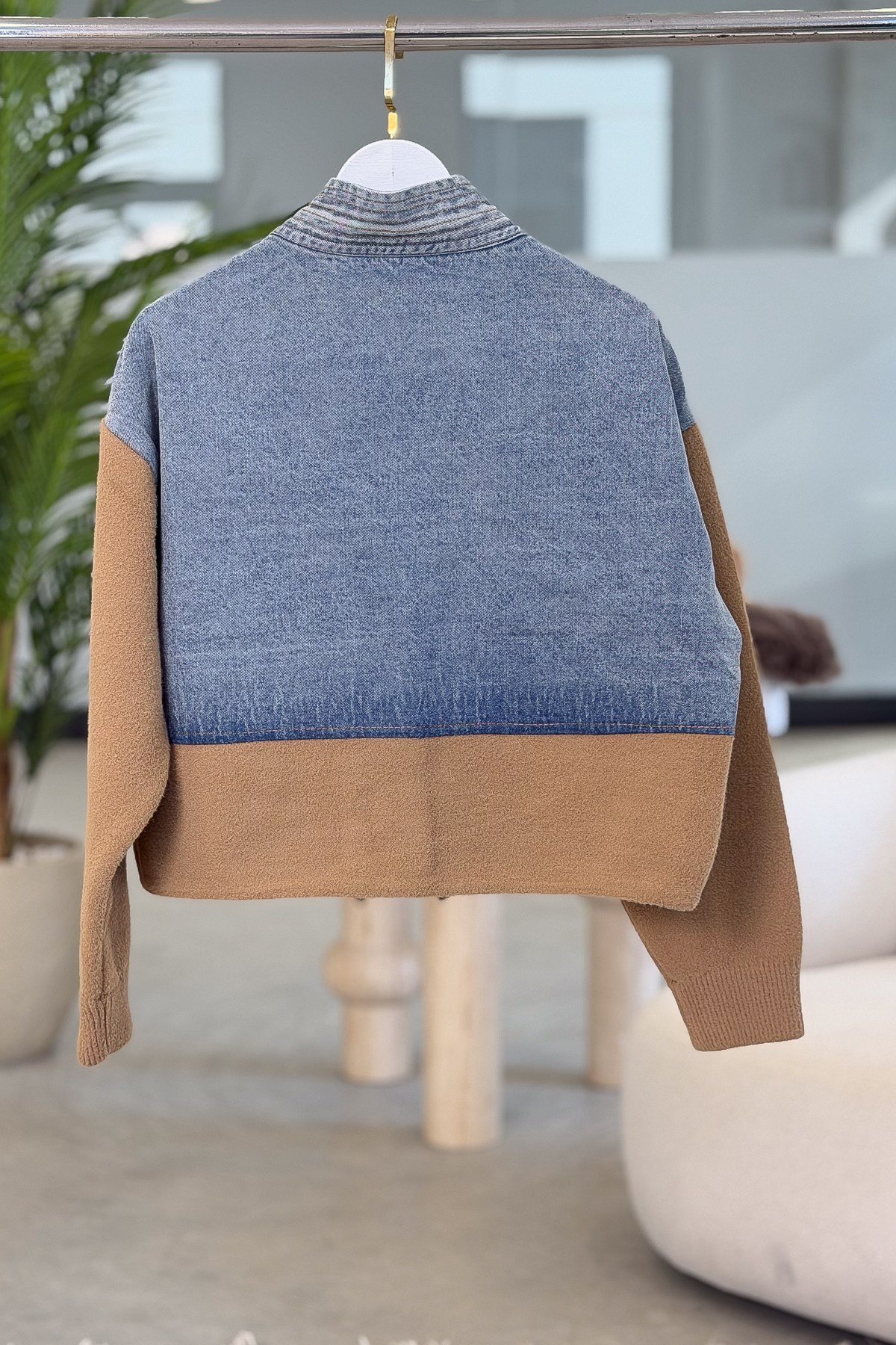 Kot Ve Angora Kumaşlı Bomber Ceket Camel RenkCEKET