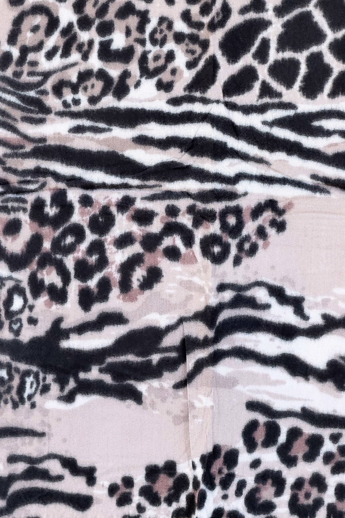 Leopar Ve Zebra Desenli Kaşmir Şal Vizon RenkŞAL & FULAR