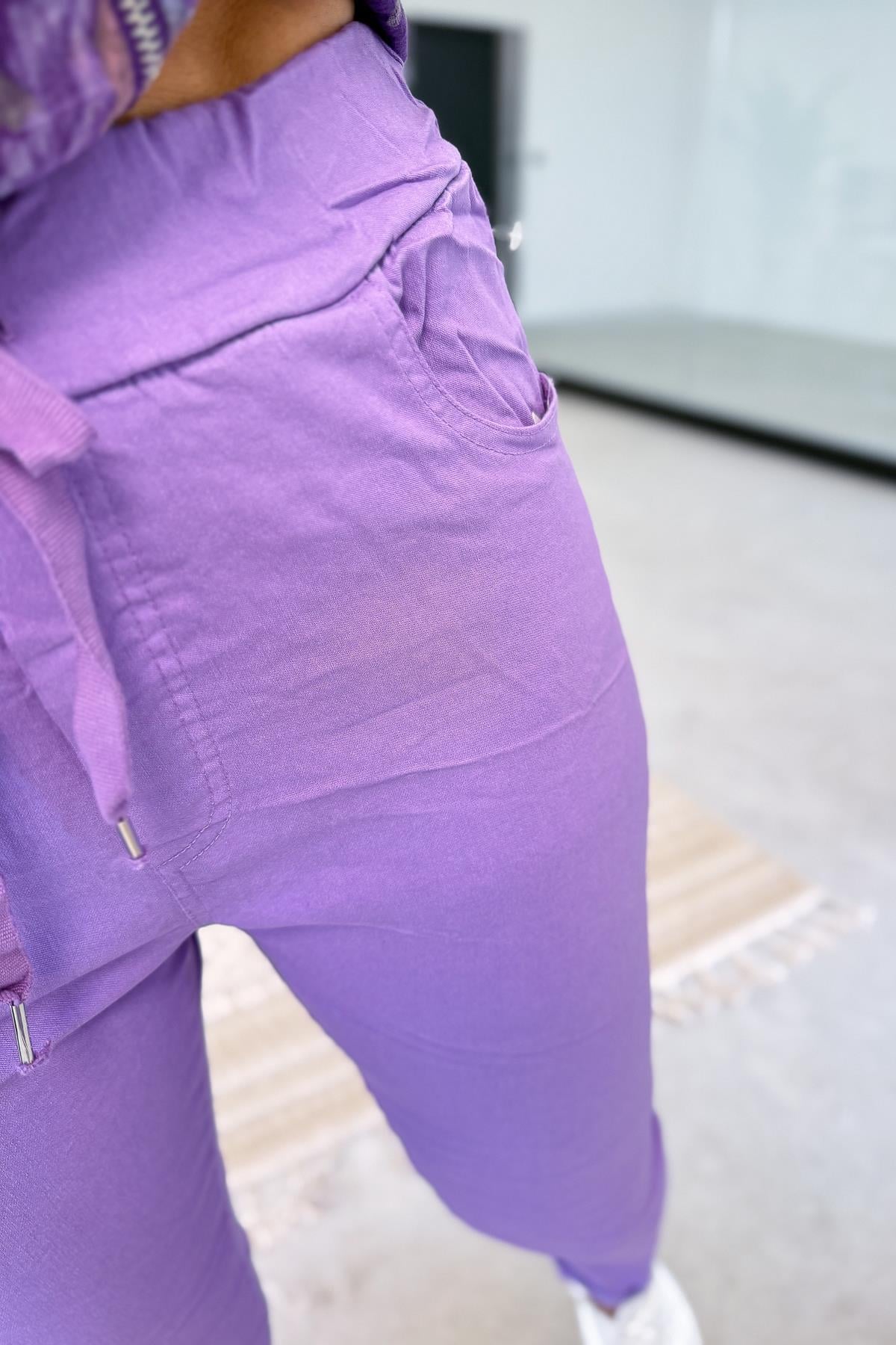 Likralı Düz Basic Pantolon Açık Mor RenkPANTOLON