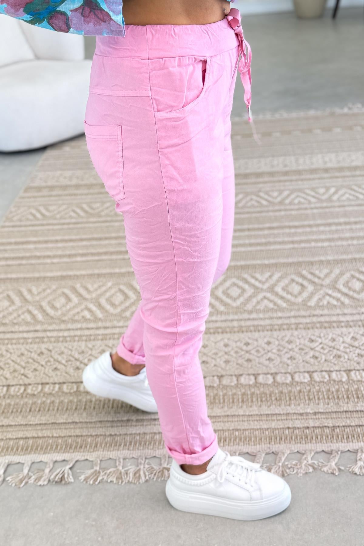 Likralı Düz Basic Pantolon Açık Pembe RenkPANTOLON