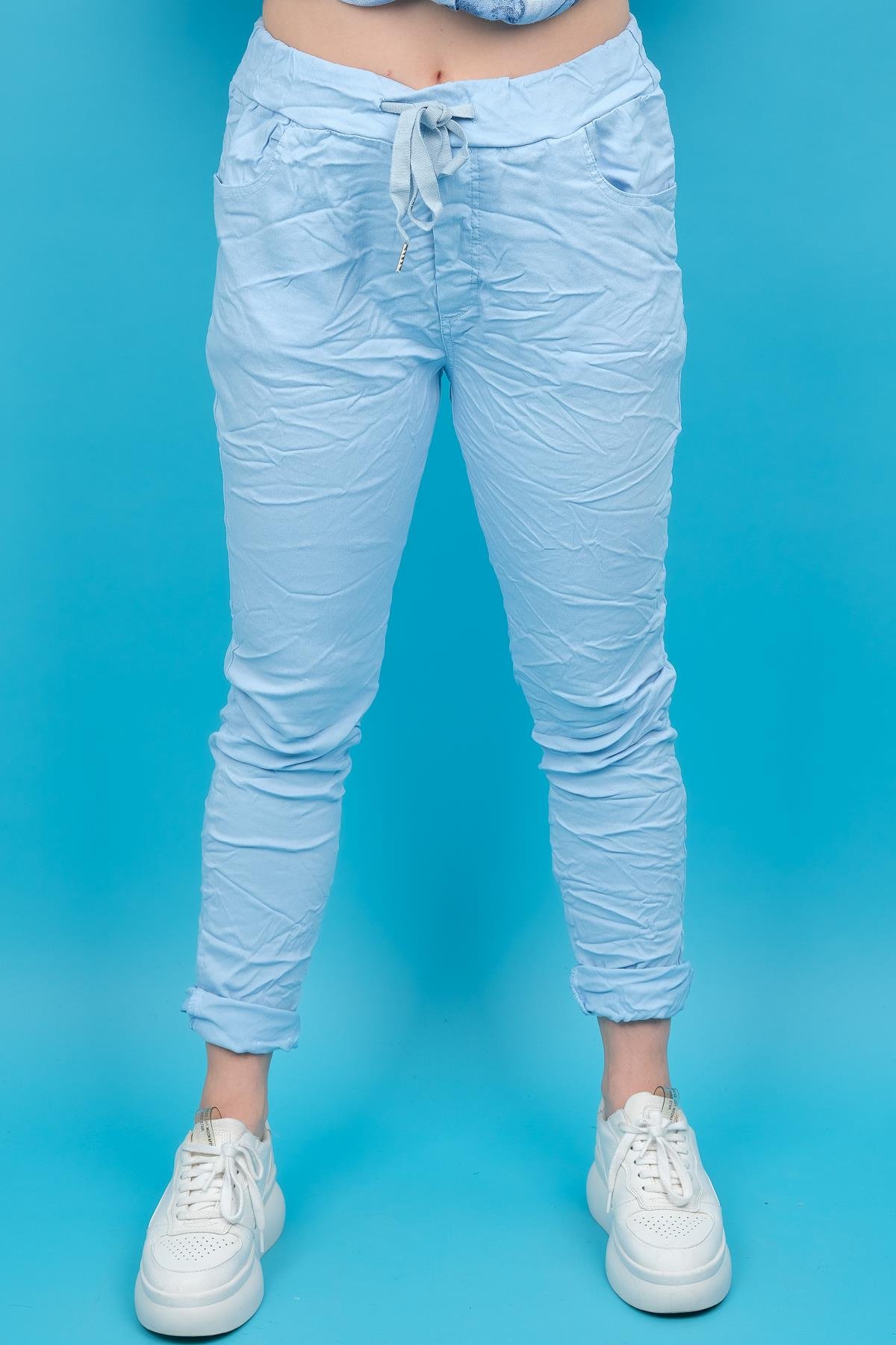 Likralı Düz Basic Pantolon Bebe Mavi RenkPANTOLON
