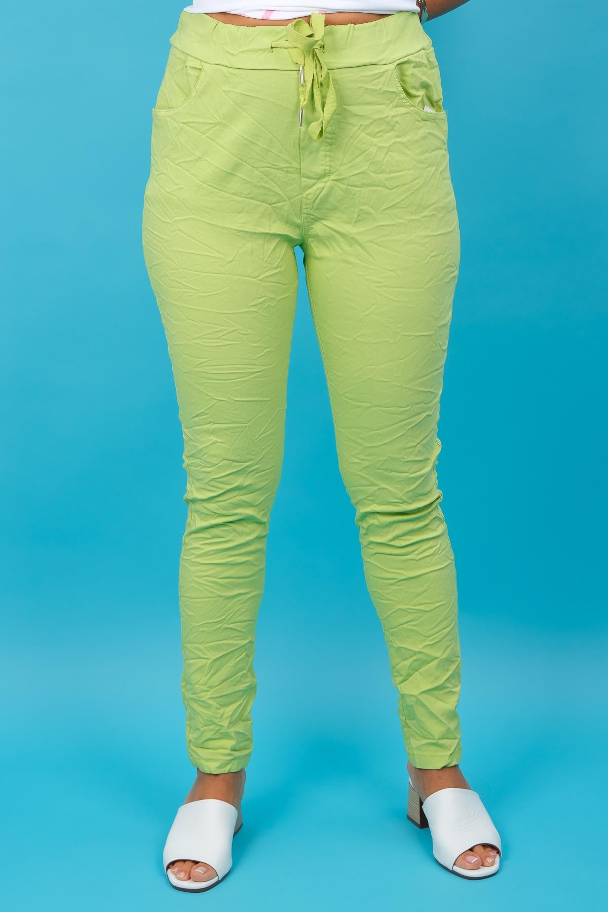 Likralı Düz Basic Pantolon Fıstık Yeşil RenkPANTOLON