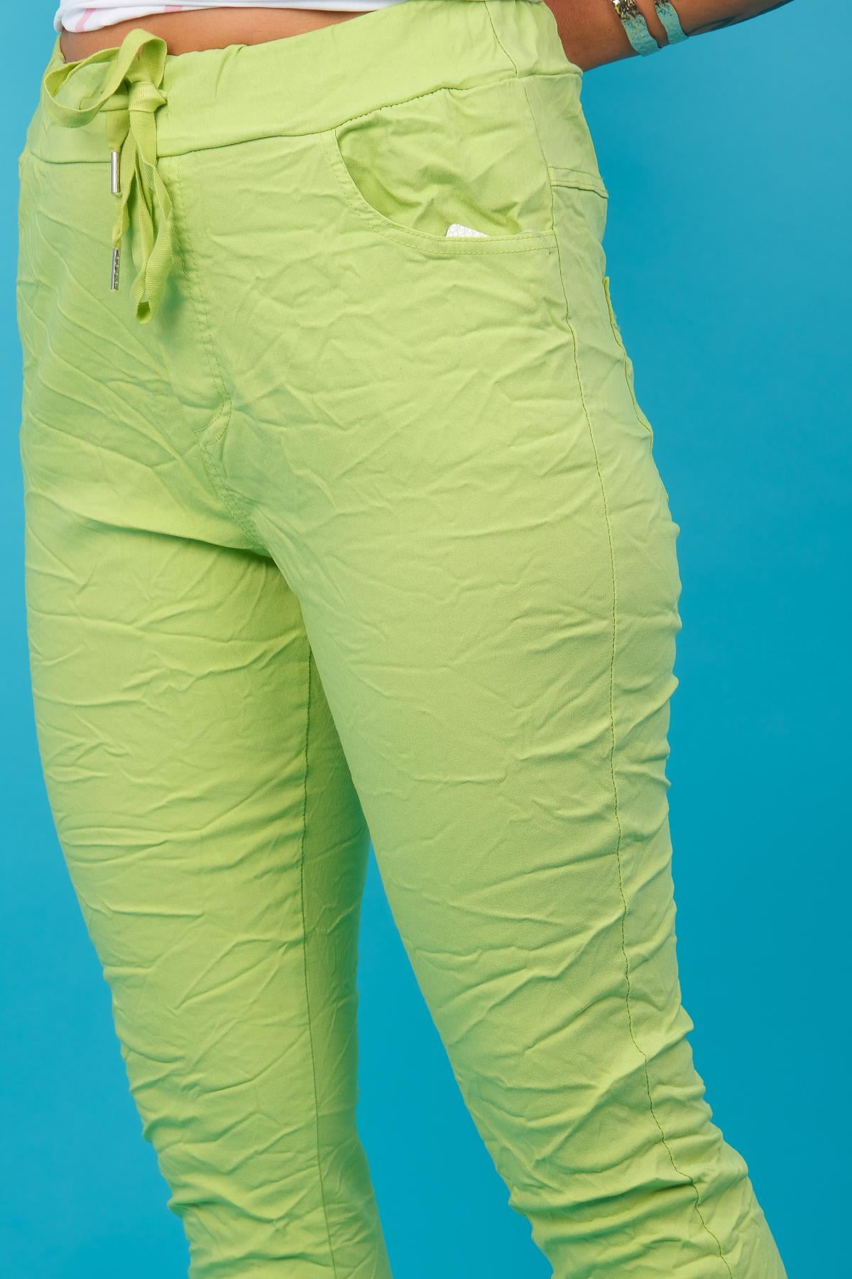 Likralı Düz Basic Pantolon Fıstık Yeşil RenkPANTOLON