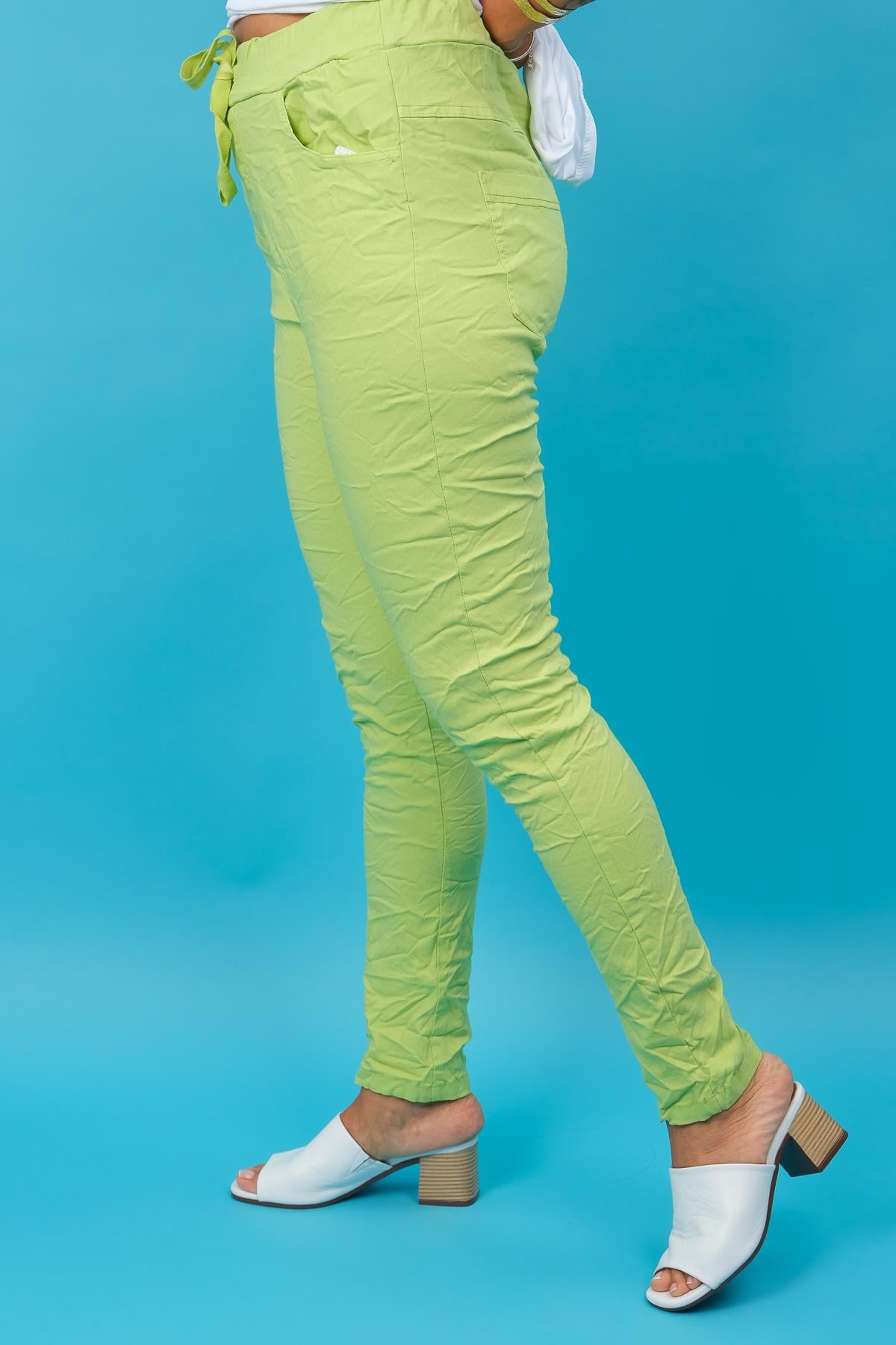 Likralı Düz Basic Pantolon Fıstık Yeşil RenkPANTOLON