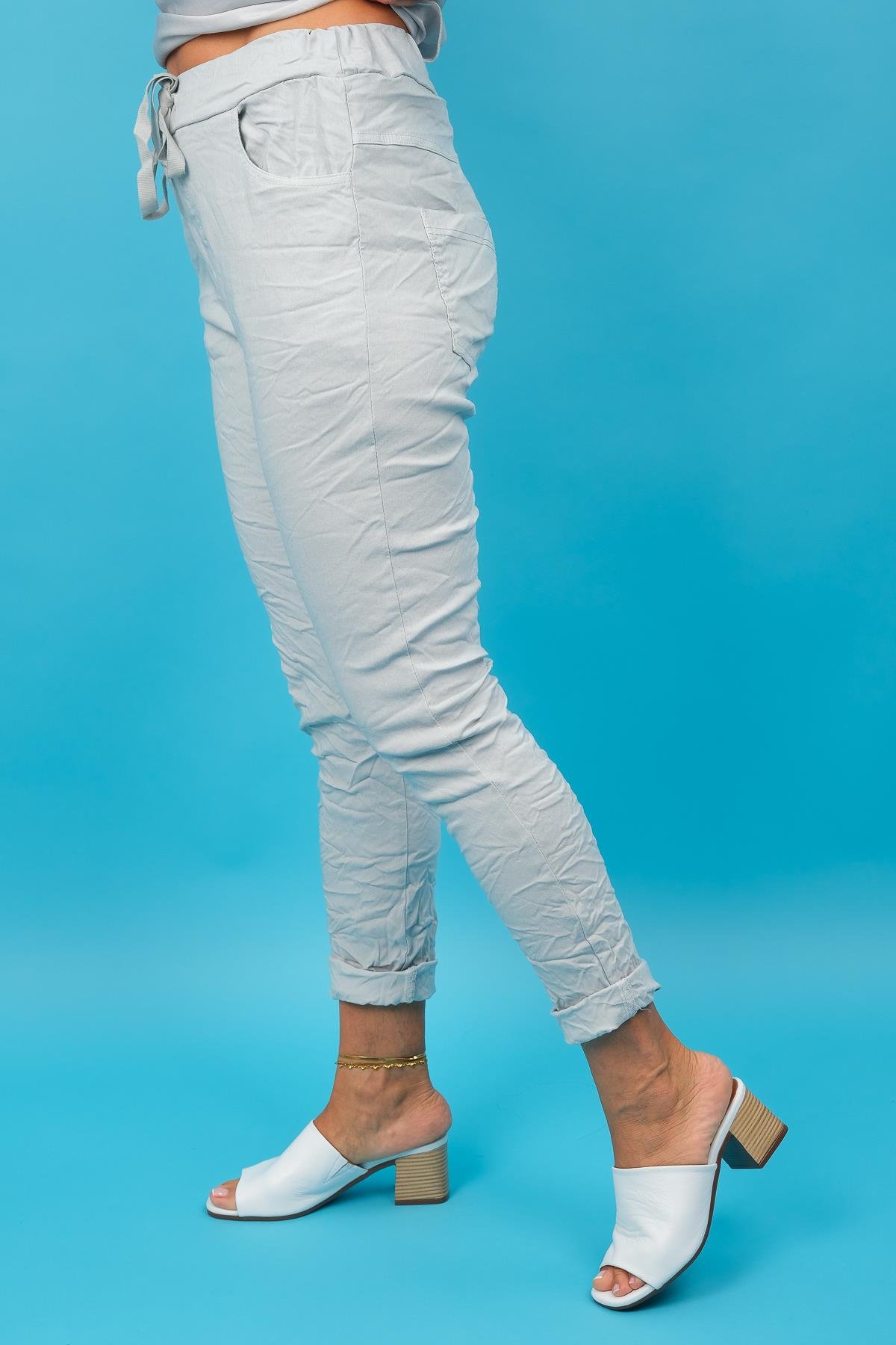 Likralı Düz Basic Pantolon Gri RenkPANTOLON