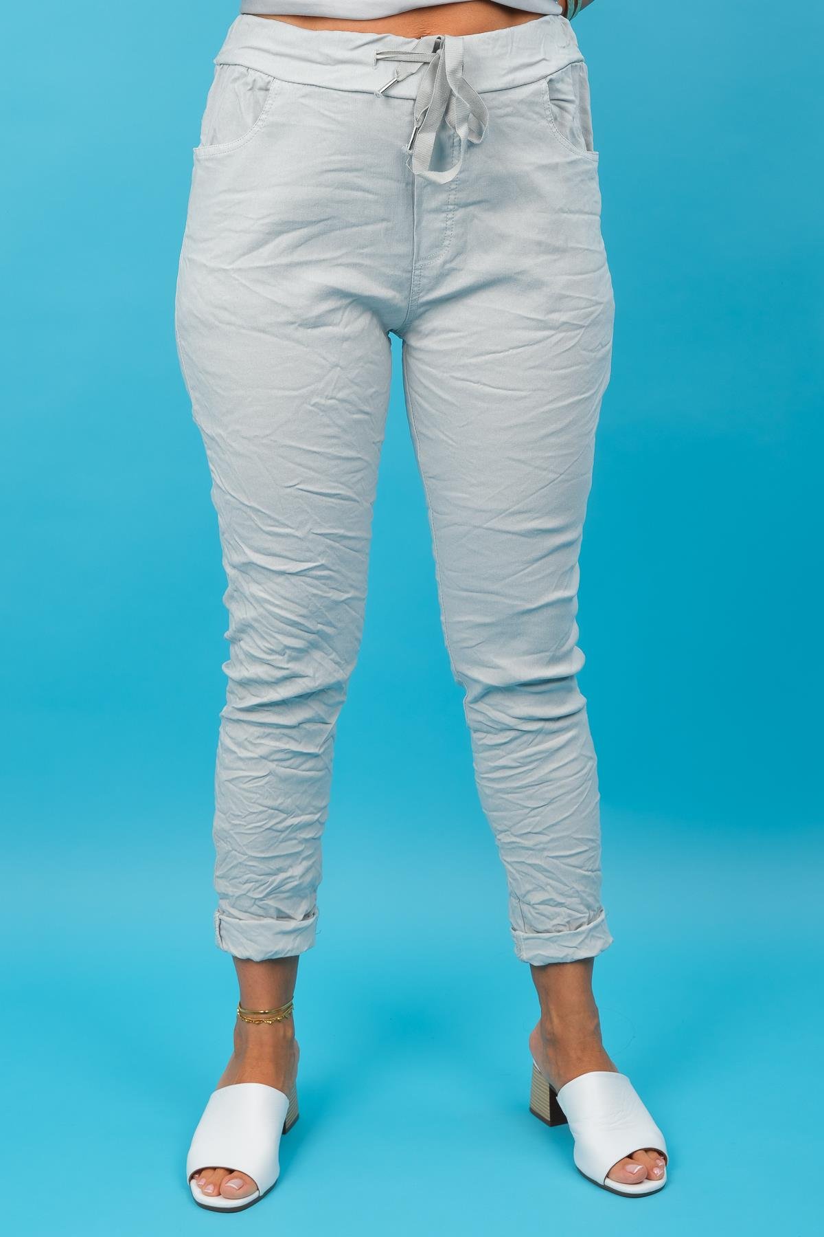 Likralı Düz Basic Pantolon Gri RenkPANTOLON