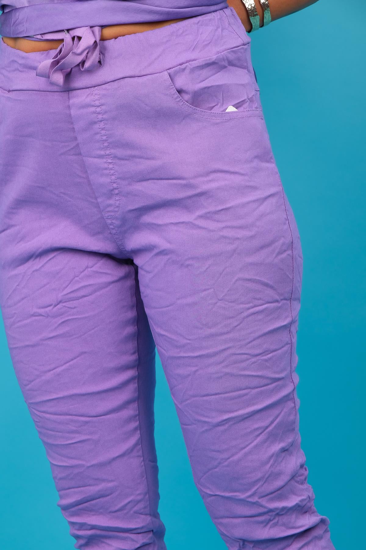 Likralı Düz Basic Pantolon Mor RenkPANTOLON