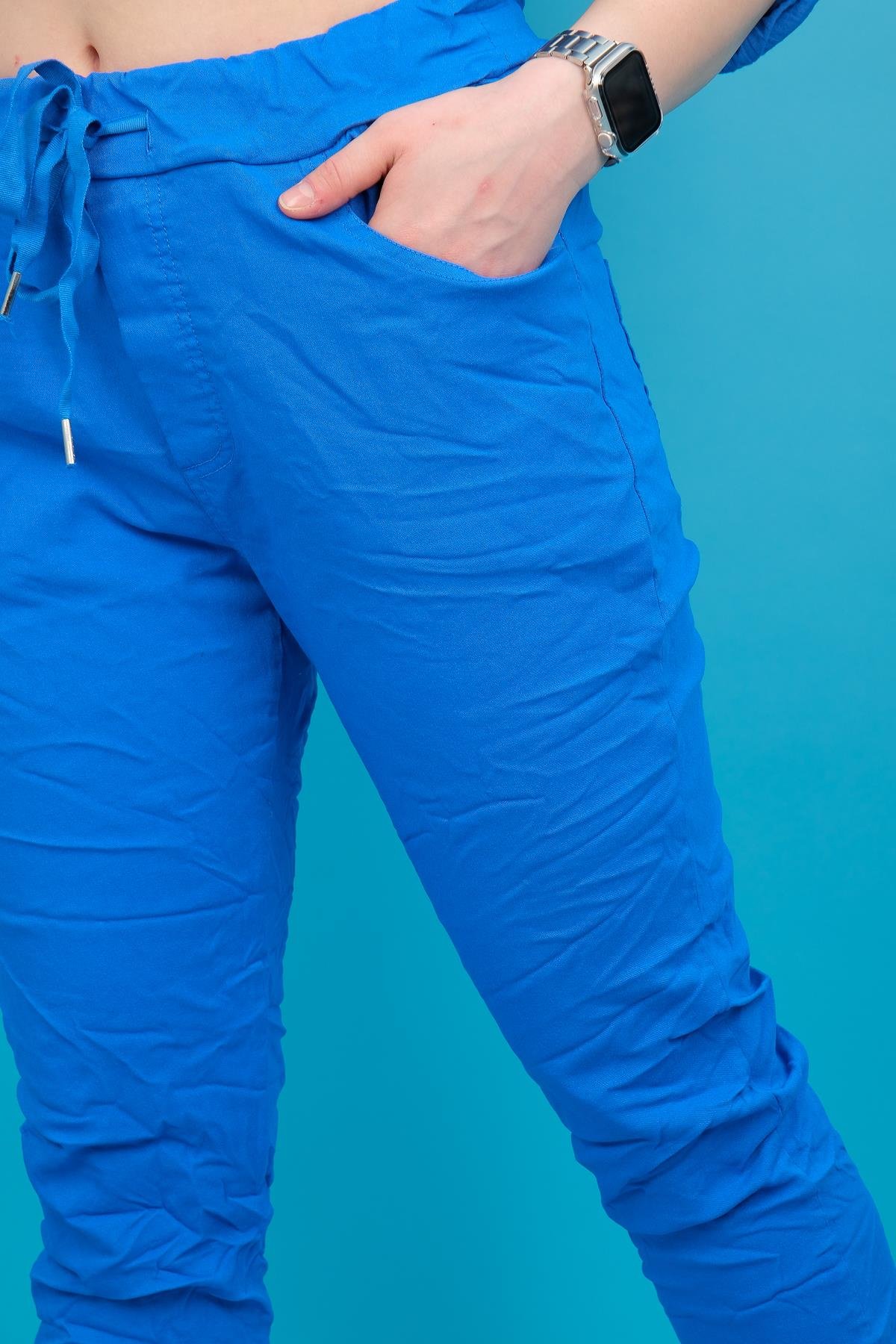 Likralı Düz Basic Pantolon Saks RenkPANTOLON
