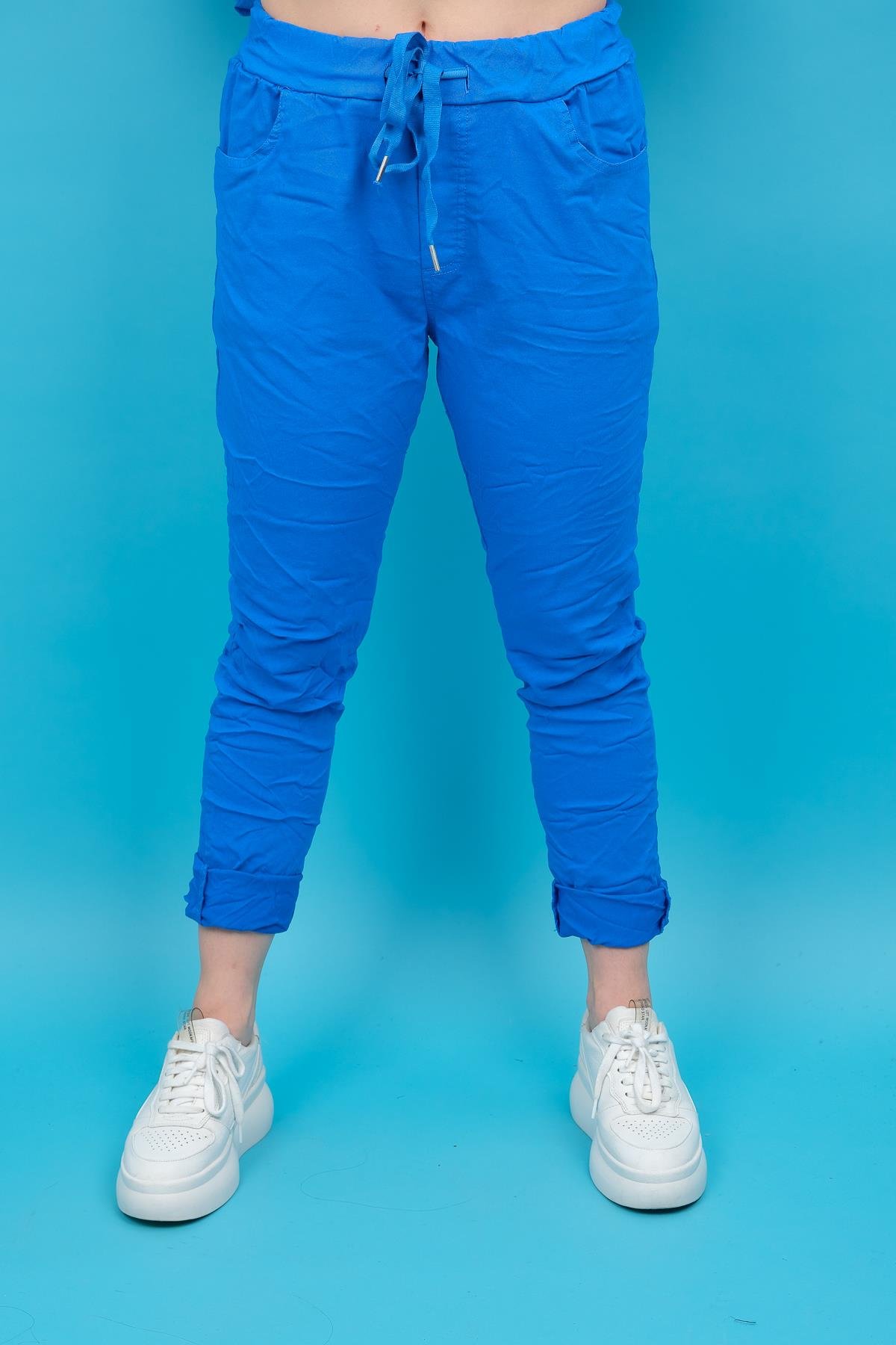 Likralı Düz Basic Pantolon Saks RenkPANTOLON