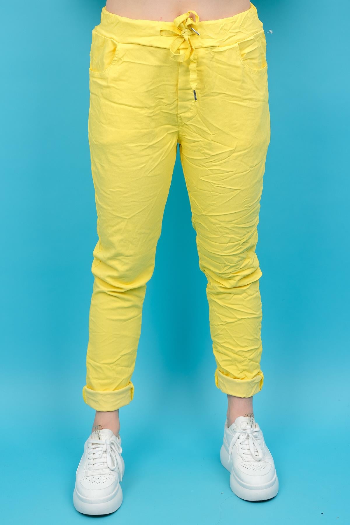 Likralı Düz Basic Pantolon Sarı RenkPANTOLON