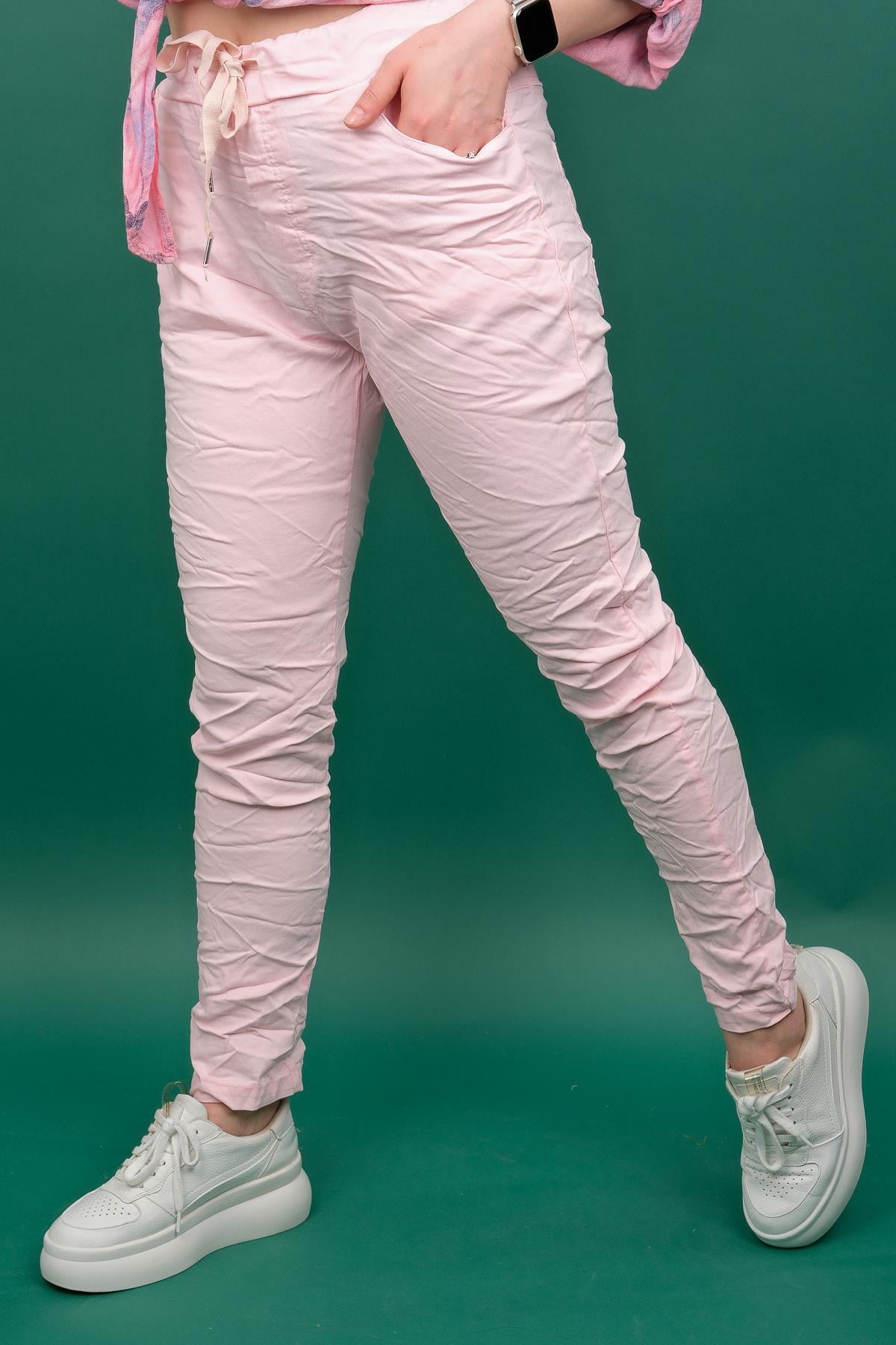 Likralı Düz Basic Pantolon Şeker Pembe RenkPANTOLON