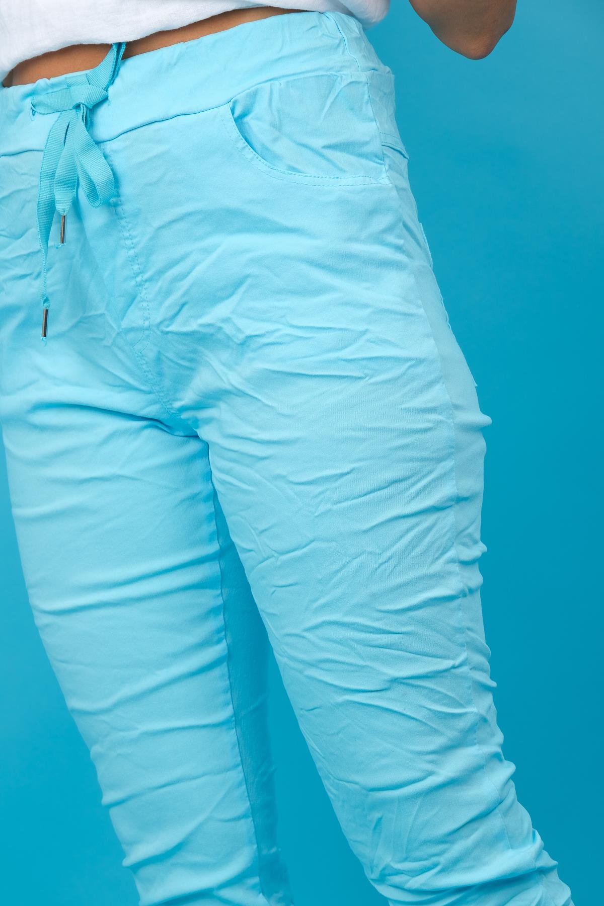 Likralı Düz Basic Pantolon Turkuaz RenkPANTOLON