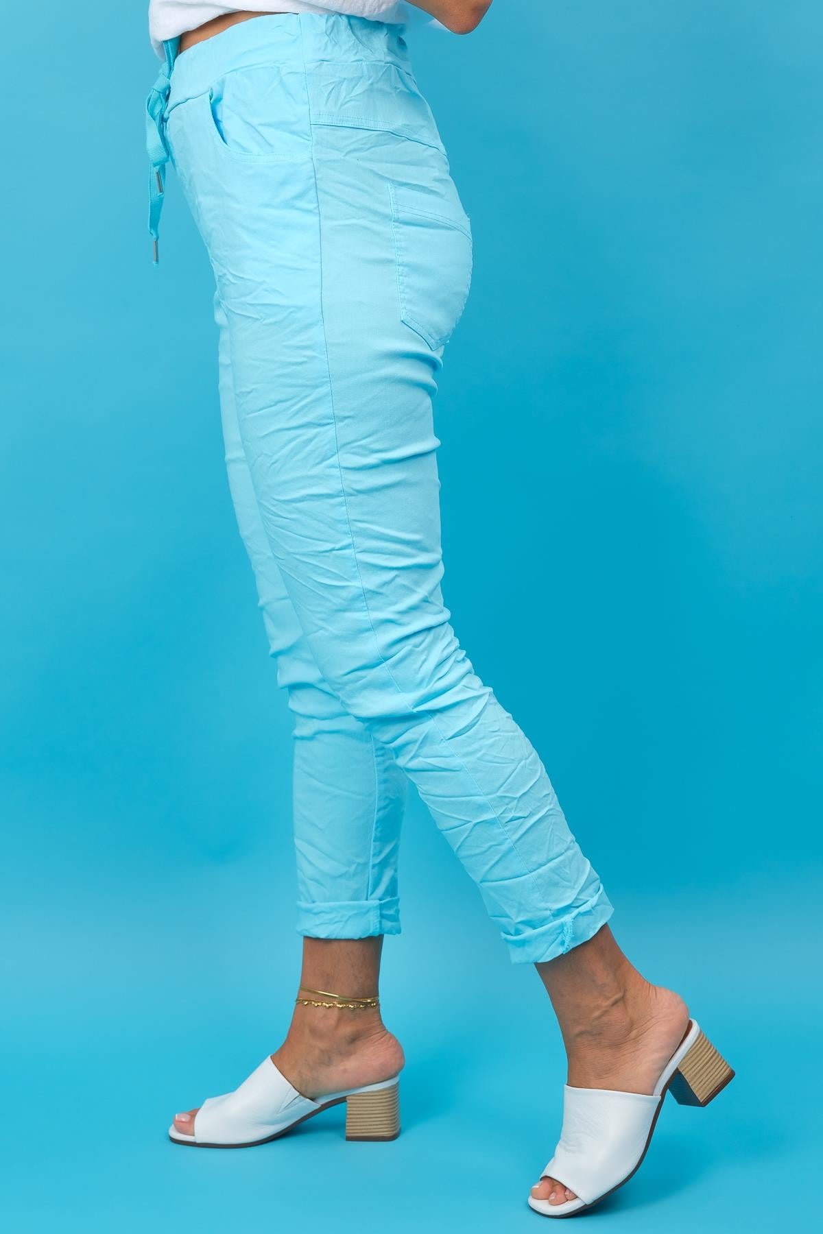 Likralı Düz Basic Pantolon Turkuaz RenkPANTOLON