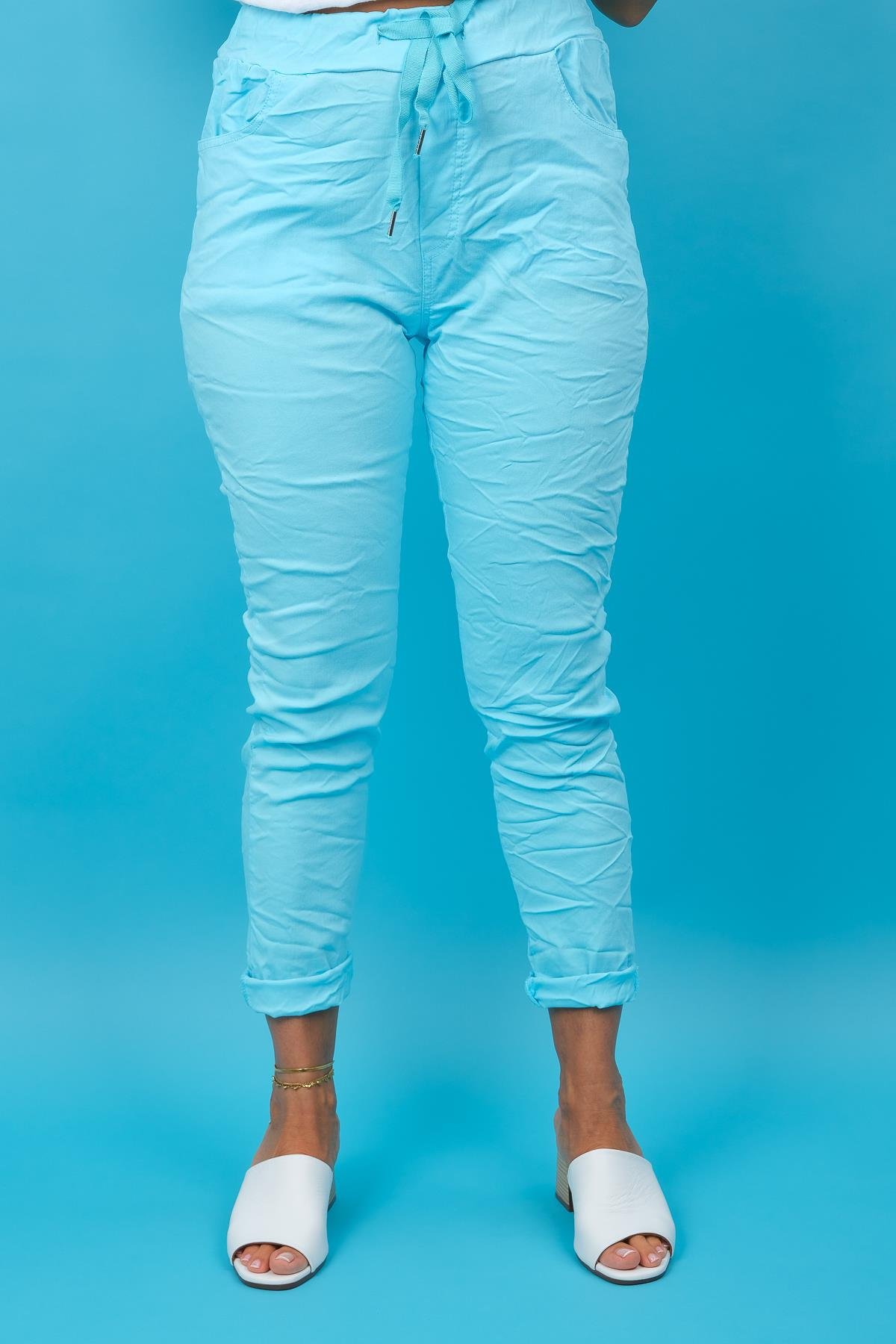Likralı Düz Basic Pantolon Turkuaz RenkPANTOLON