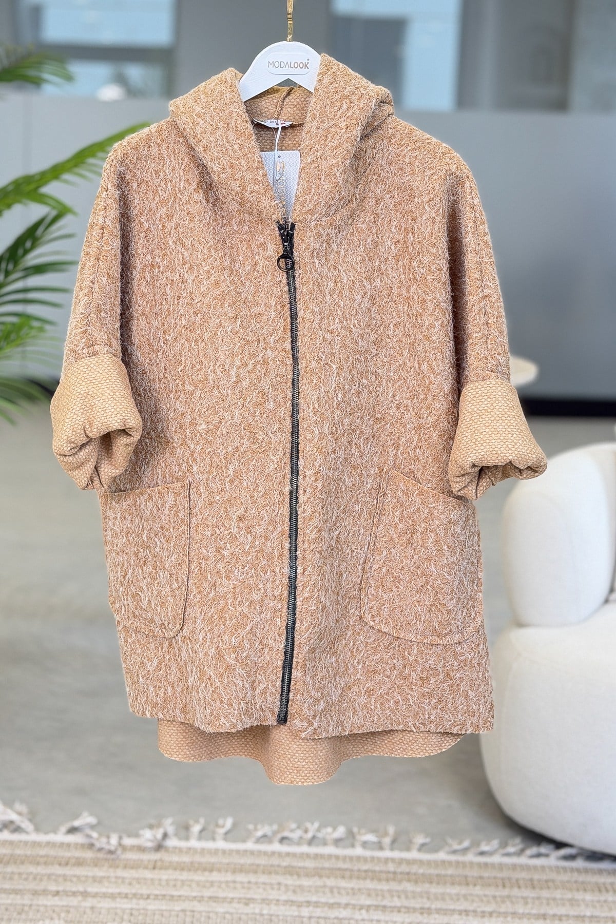Oversize Kalıp Keçe Kaban Camel RenkMONT & KABAN