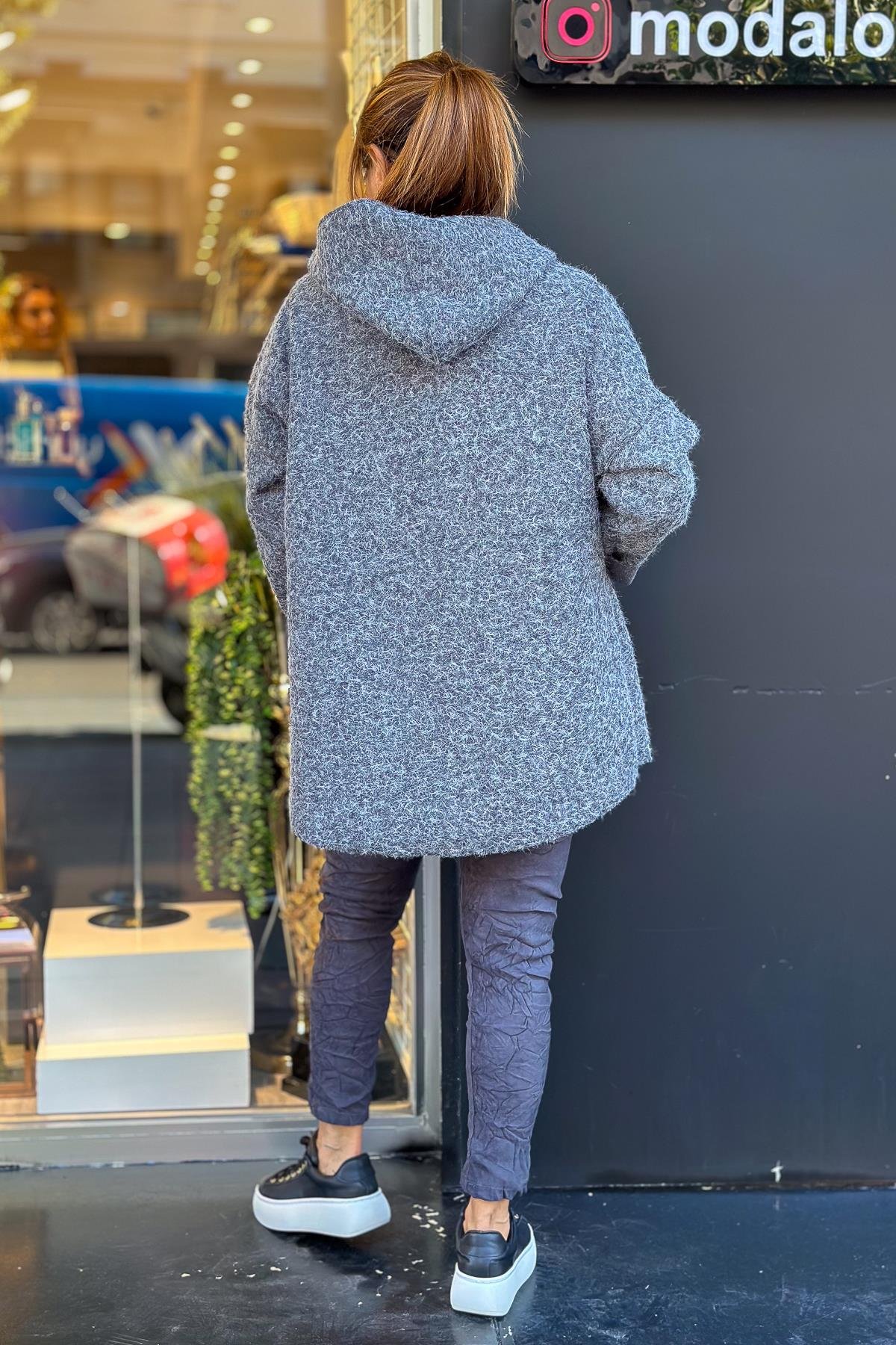 Oversize Keçe Kaban Füme RenkMONT & KABAN