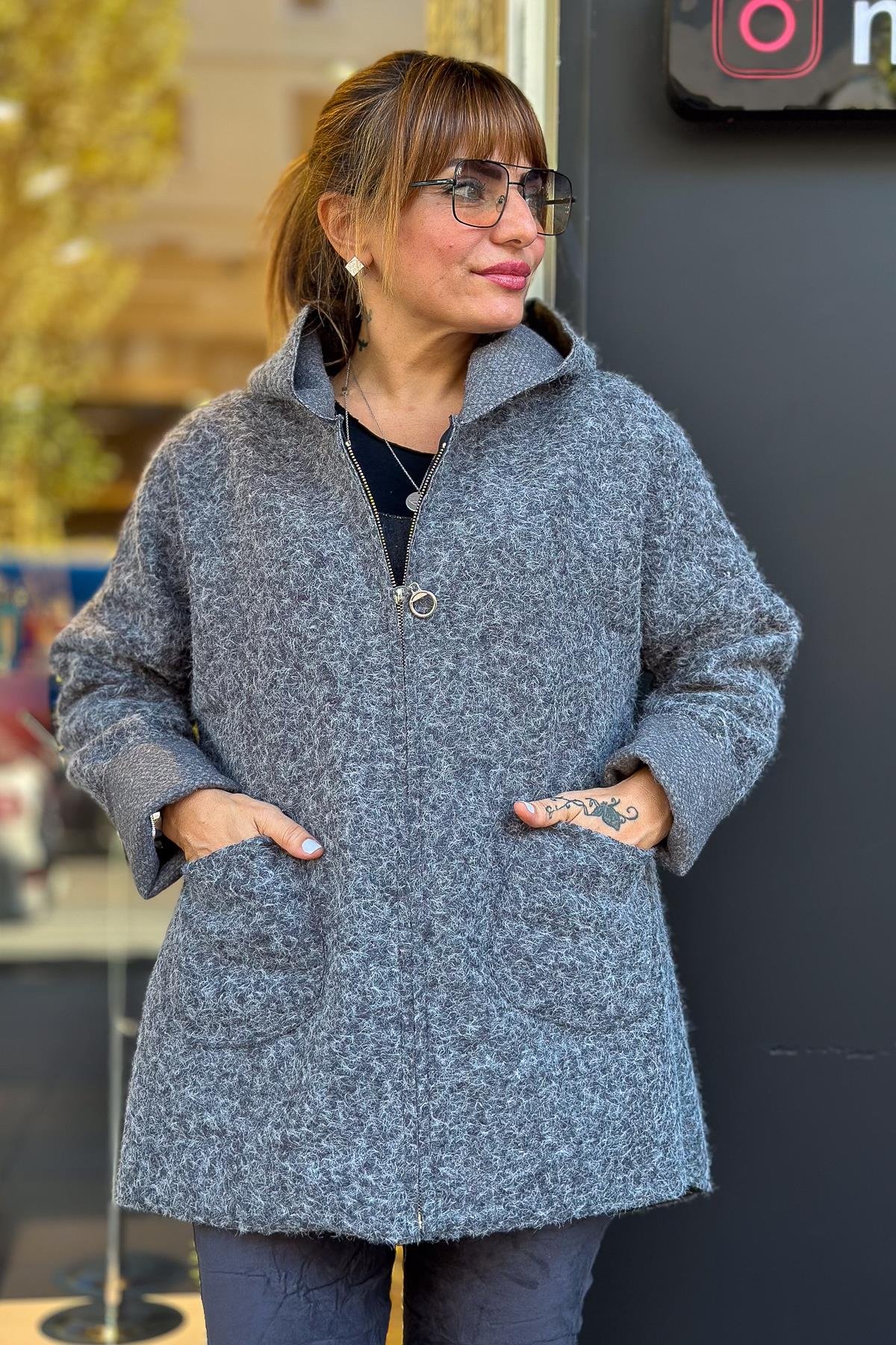 Oversize Keçe Kaban Füme RenkMONT & KABAN