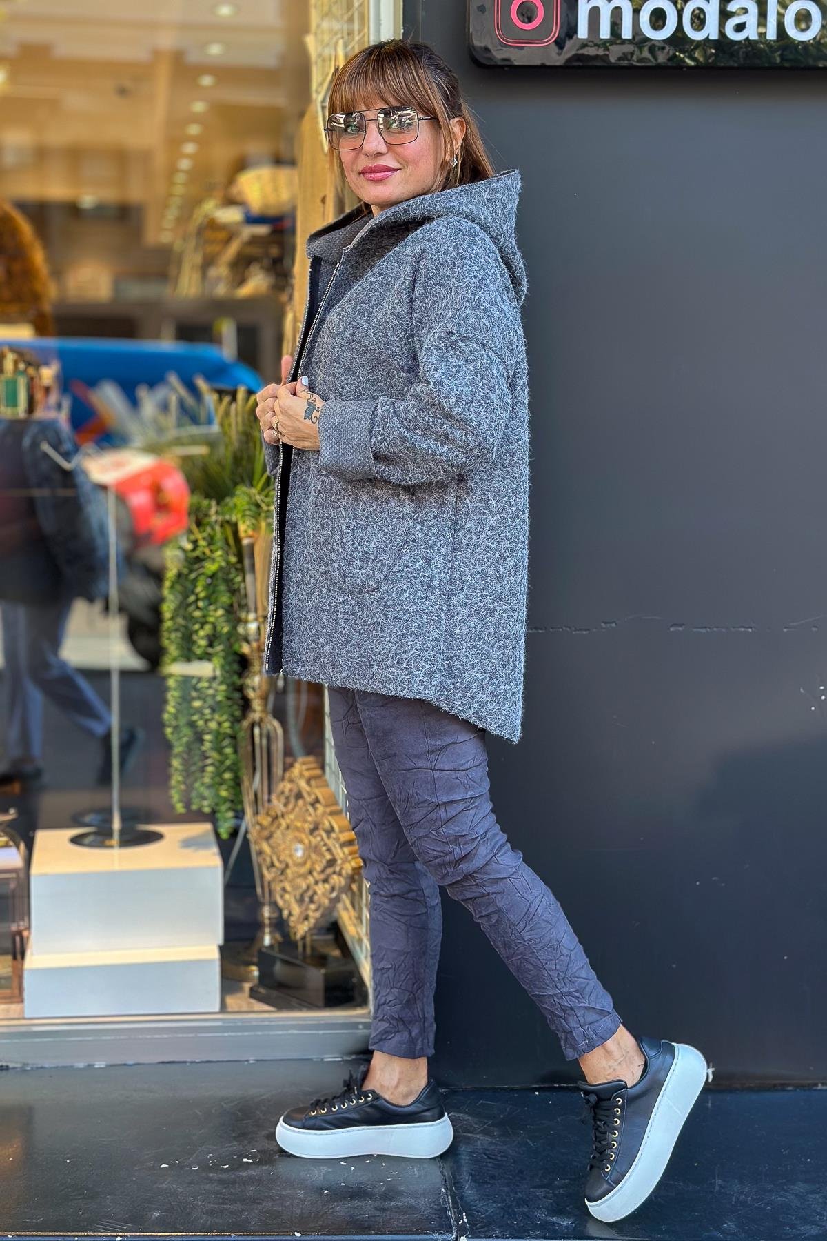 Oversize Keçe Kaban Füme RenkMONT & KABAN