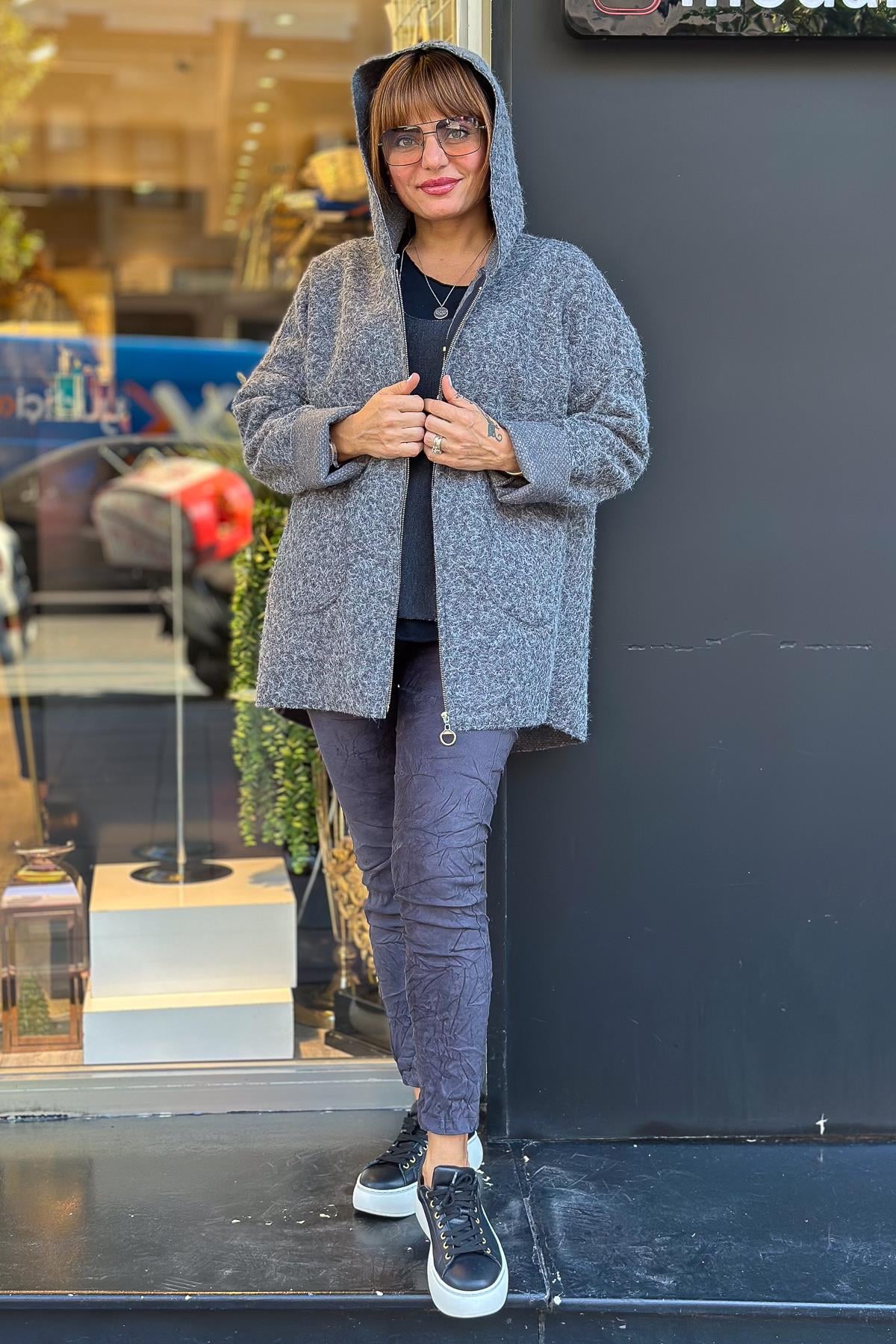 Oversize Keçe Kaban Füme RenkMONT & KABAN