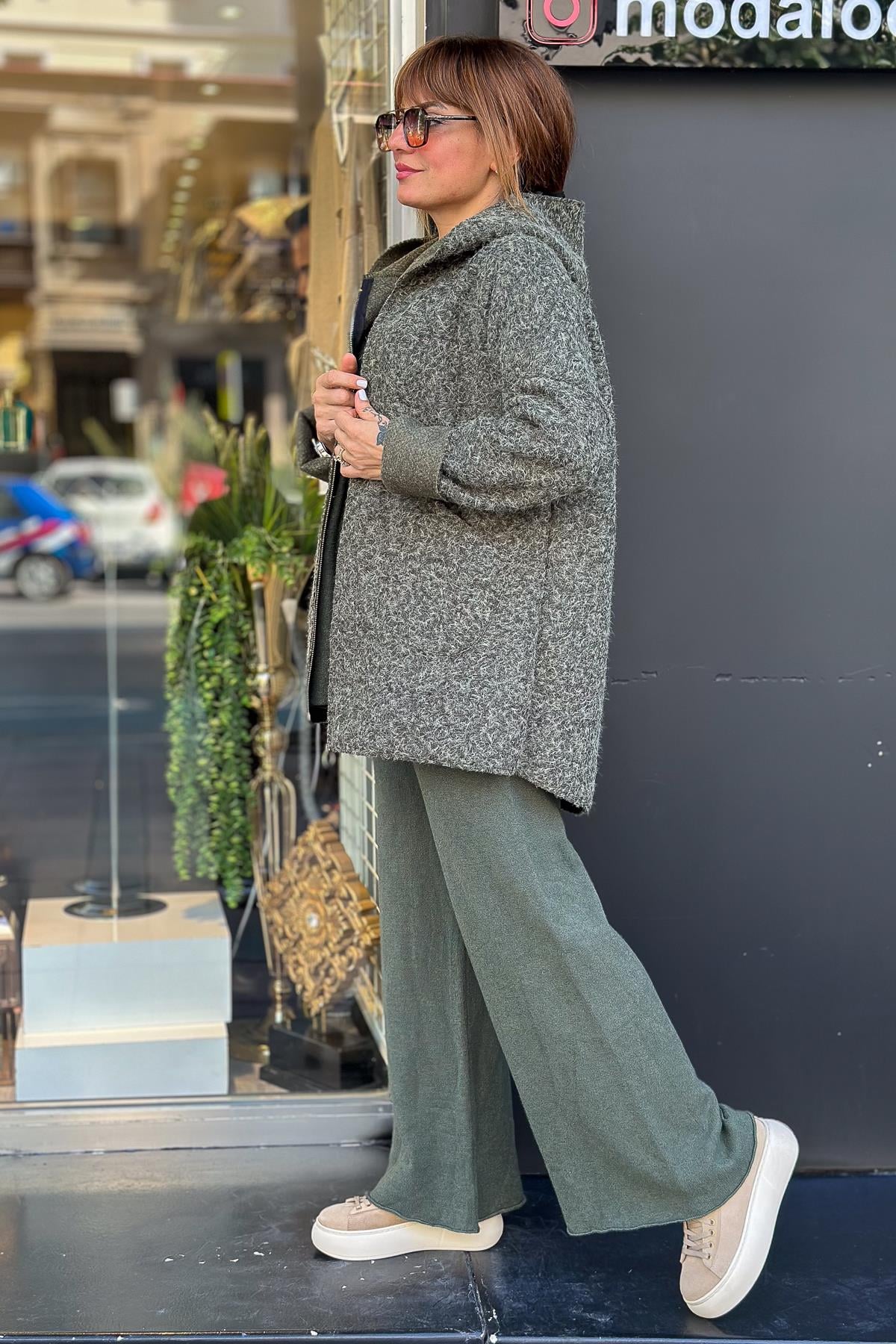 Oversize Keçe Kaban Haki RenkMONT & KABAN