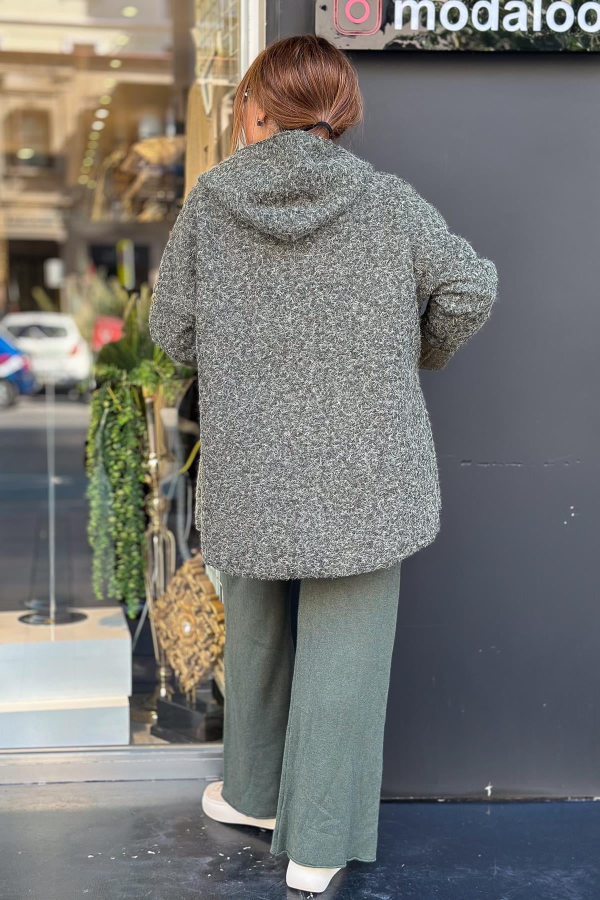 Oversize Keçe Kaban Haki RenkMONT & KABAN