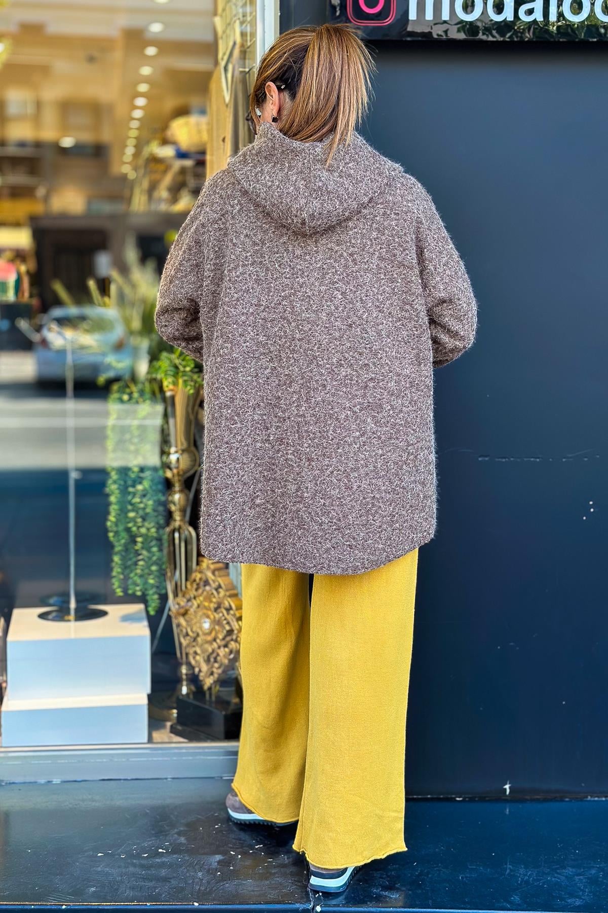 Oversize Keçe Kaban Kahverengi RenkMONT & KABAN