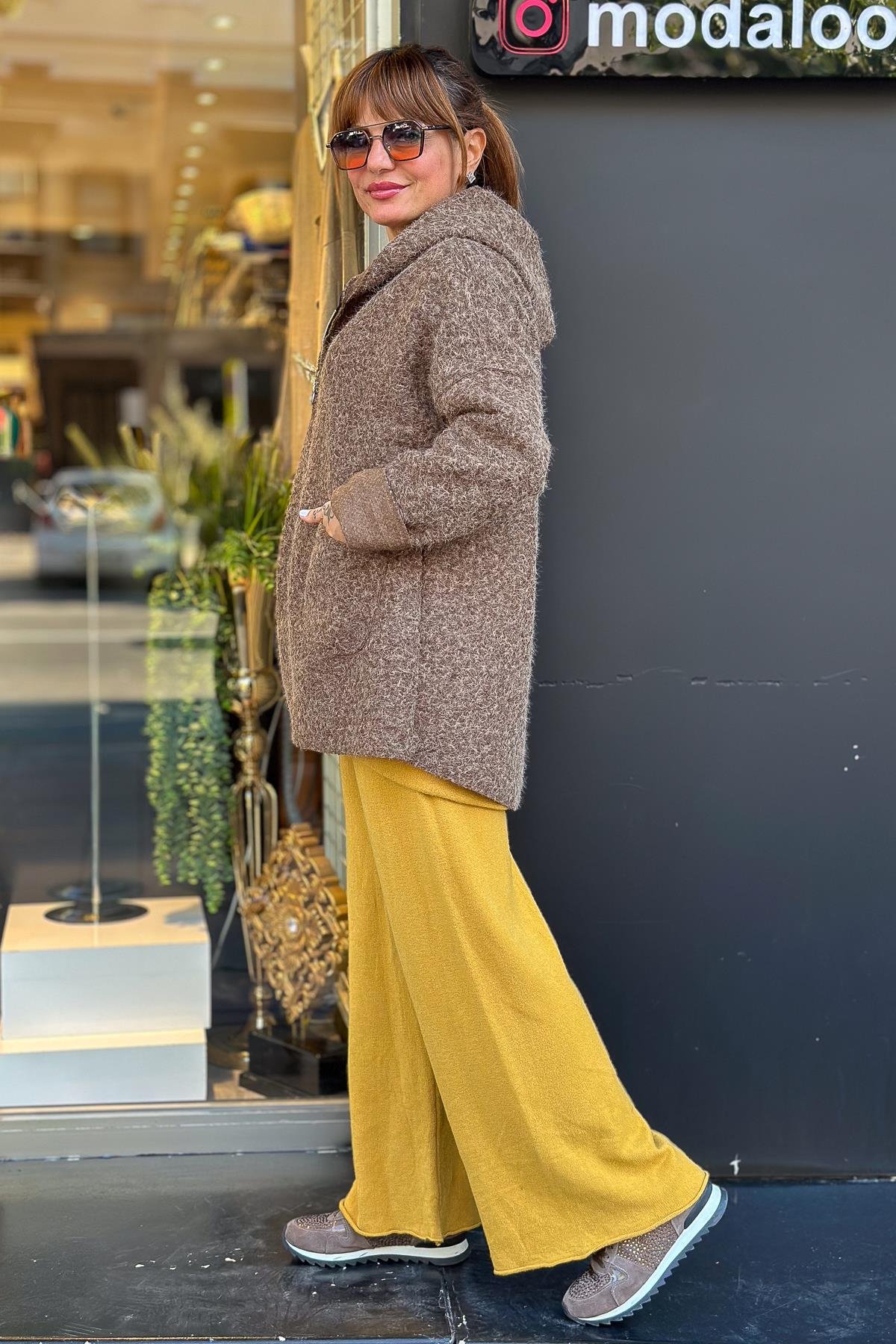 Oversize Keçe Kaban Kahverengi RenkMONT & KABAN