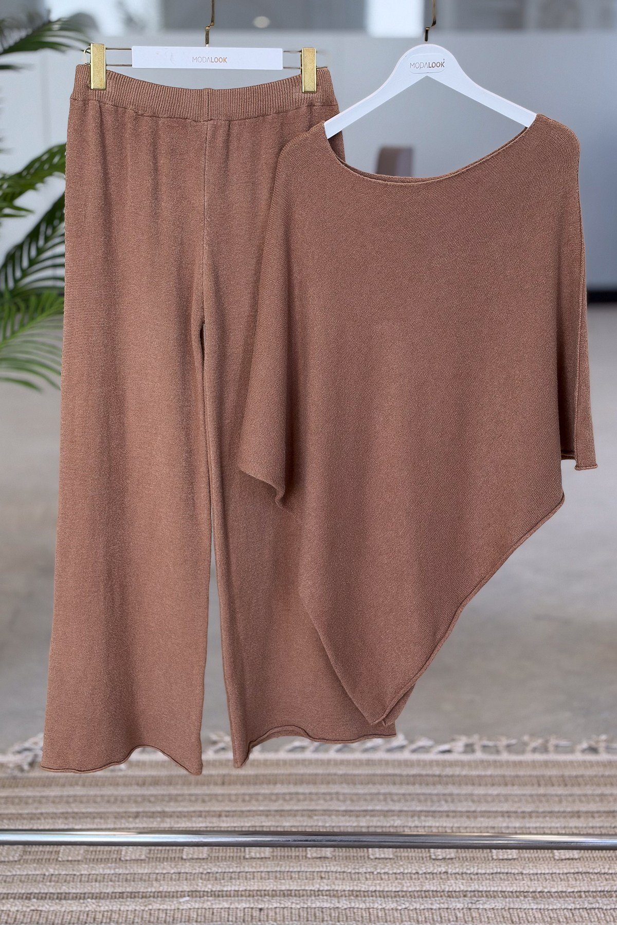 Panço Ve Pantolonlu Alt Üst Triko Takım Camel RenkALT ÜST TAKIM