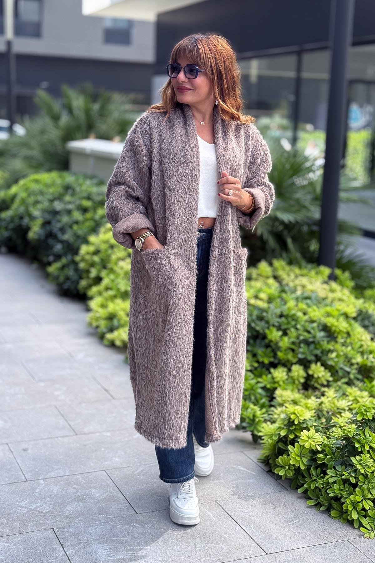 Peluş Hırka Vizon RenkCEKET
