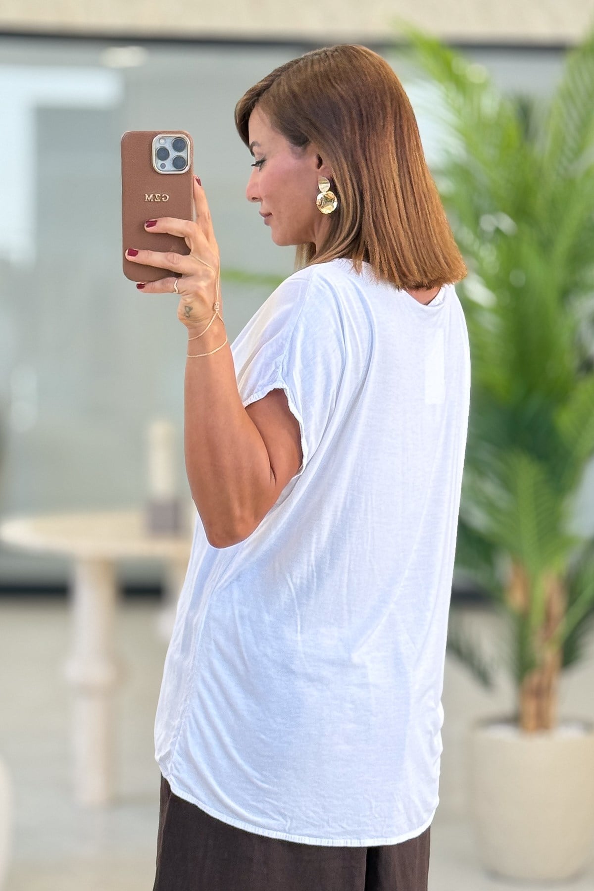 Roma Kolezyum Desen Viskon Tshirt Bebe Mavi RenkBLUZ