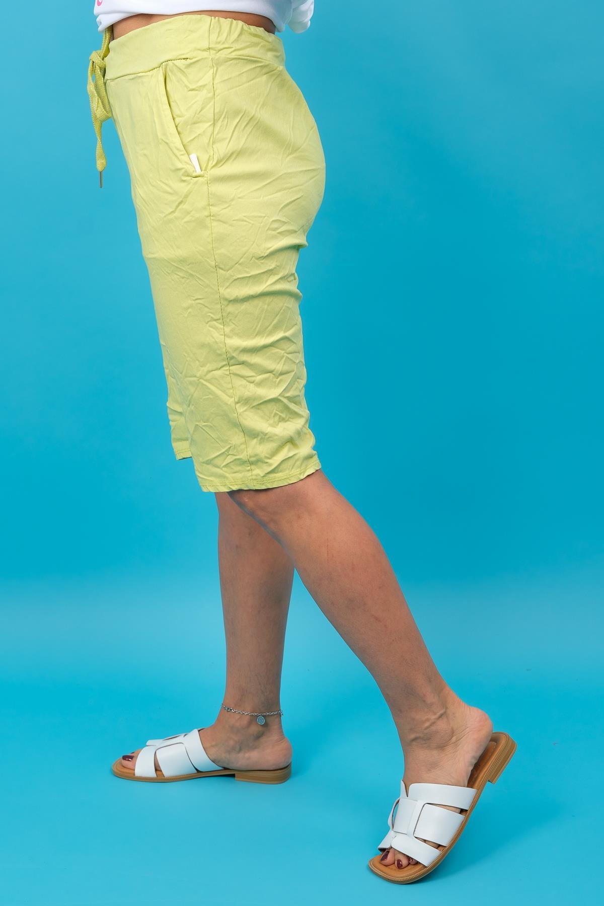 Sim Bağçıklı Likralı Basic Şort Asit RenkŞORT