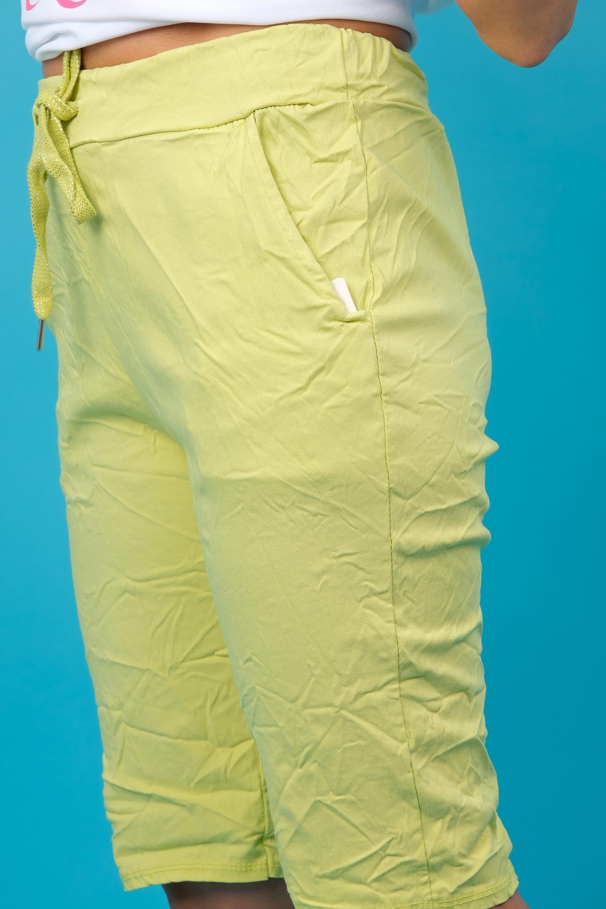 Sim Bağçıklı Likralı Basic Şort Asit RenkŞORT