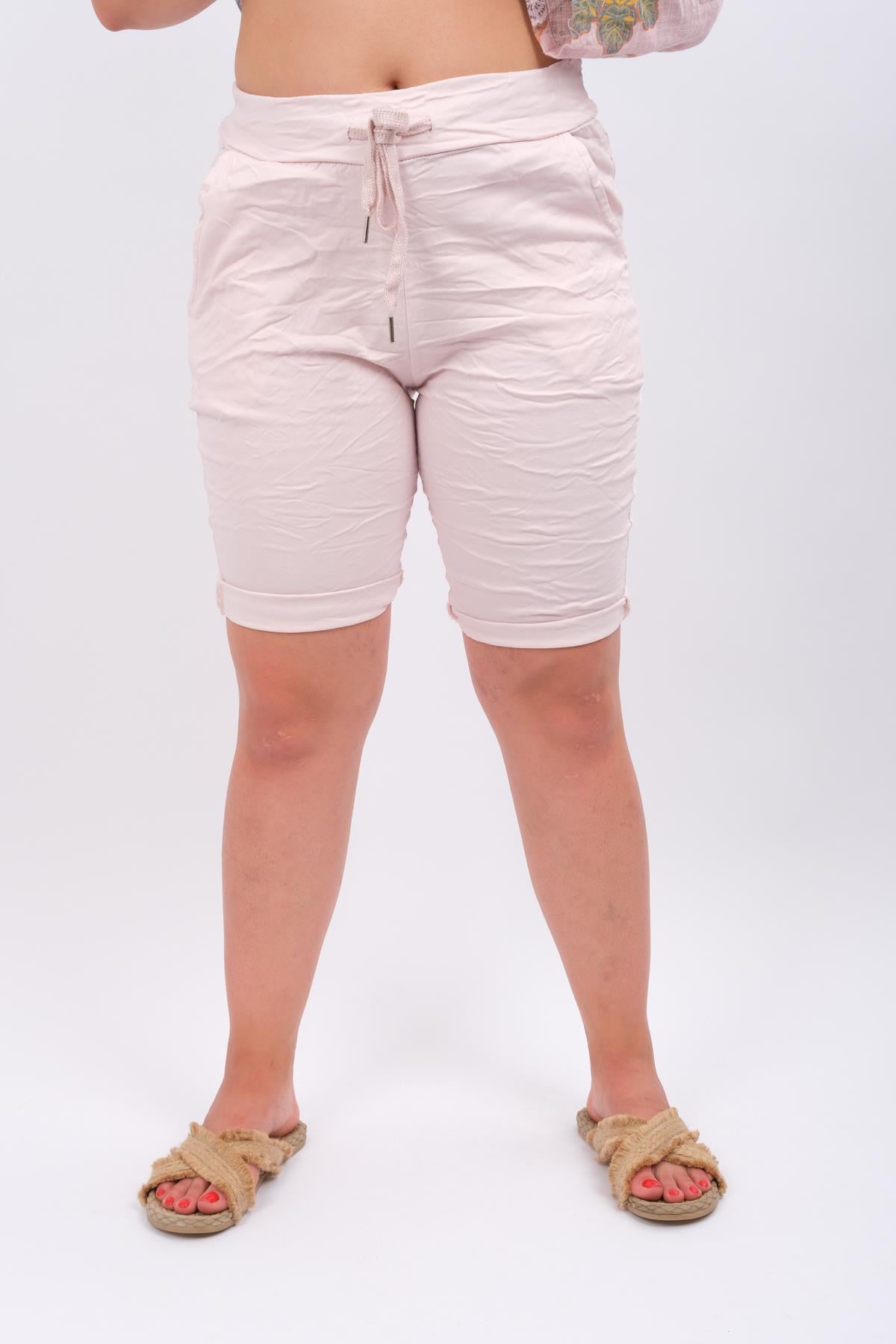 Sim Bağçıklı Likralı Basic Şort Toz Pembe RenkŞORT