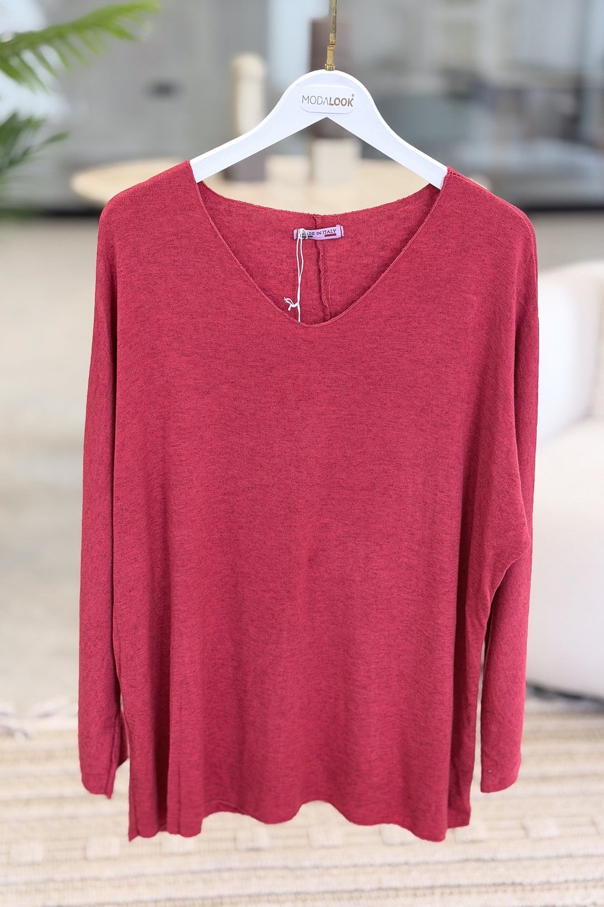 V Yaka Hamur Triko Kırmızı RenkBLUZ