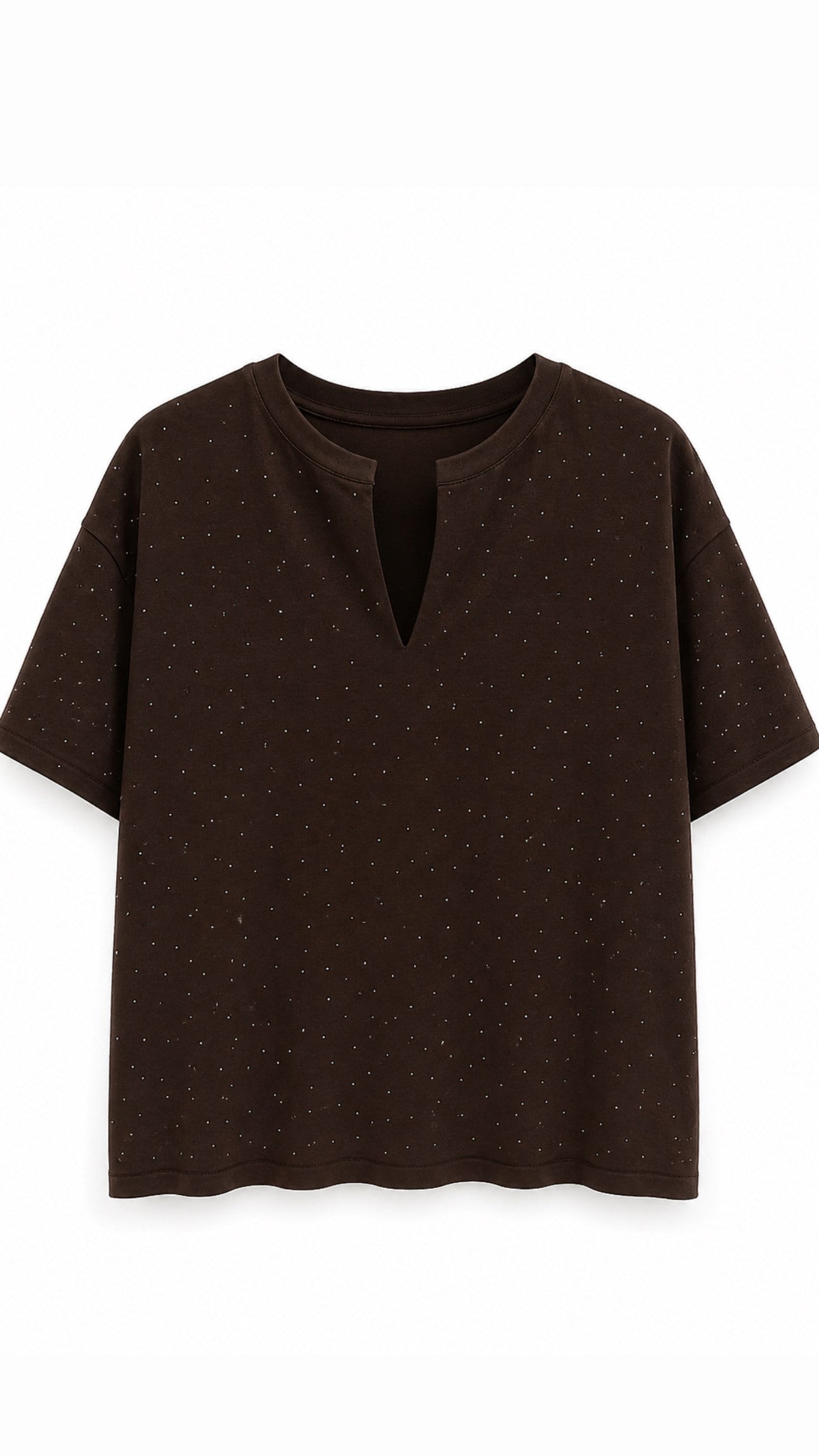 Kahve minik trok detaylı tshirt