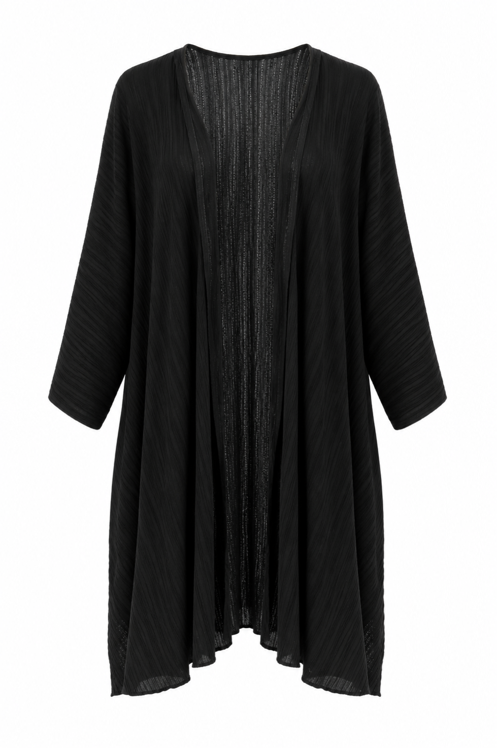 Krinkıl Uzun Kimono - Siyah