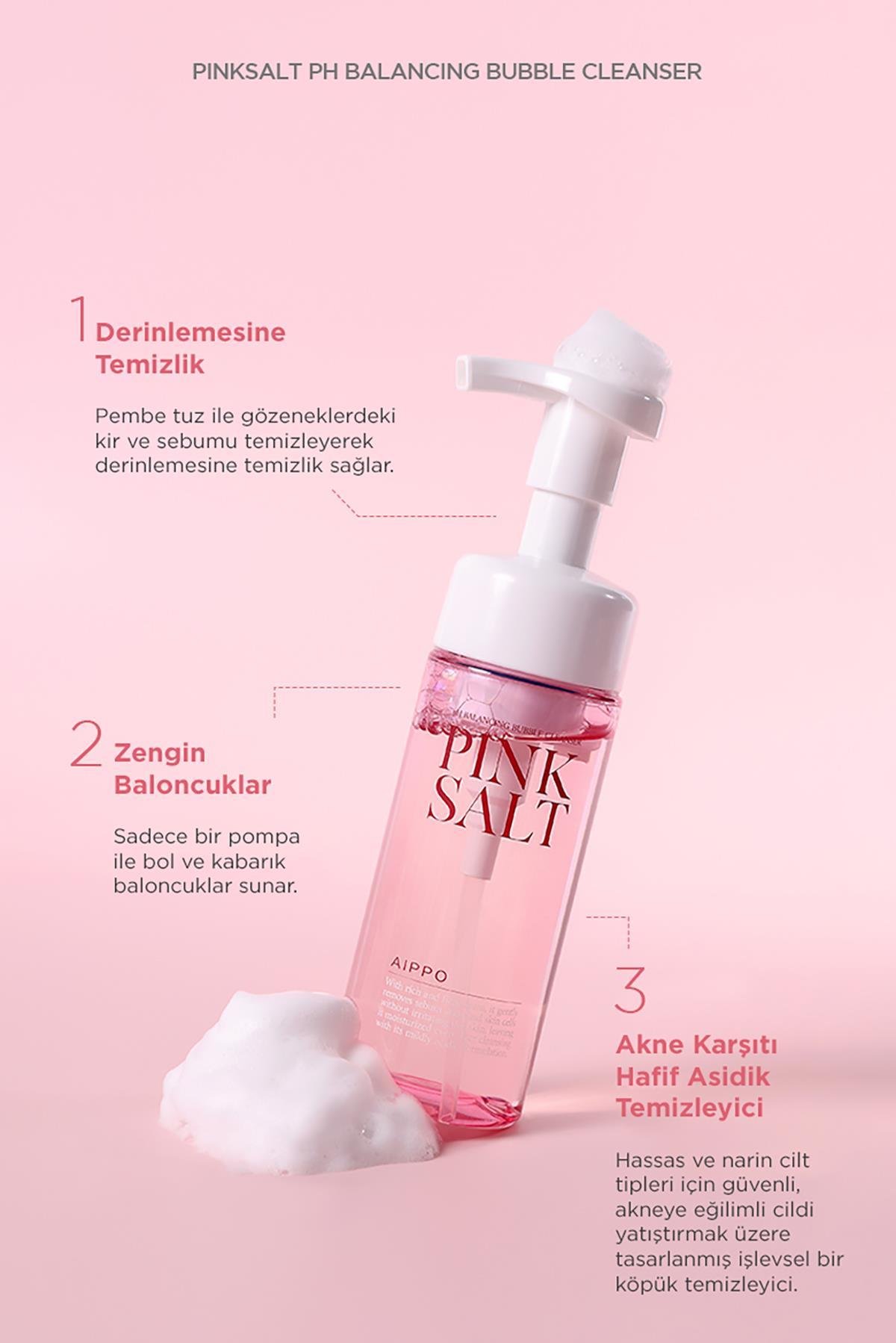 Aippo Pinksalt pH Balancing Bubble Cleanser 155 GR