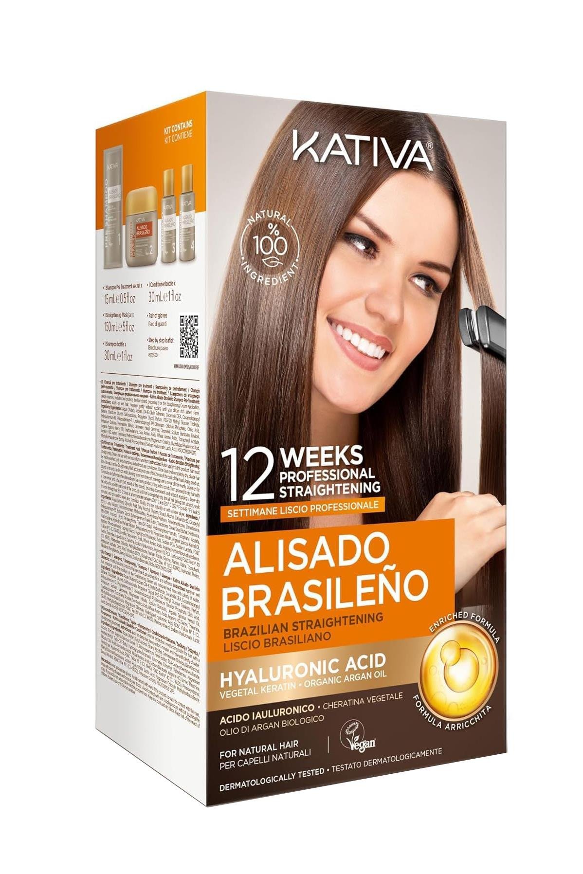 Kativa Brazilian Straightening Kit - Brezilya Keratin Doğal ve Vegan Saç Düzleştirme Seti