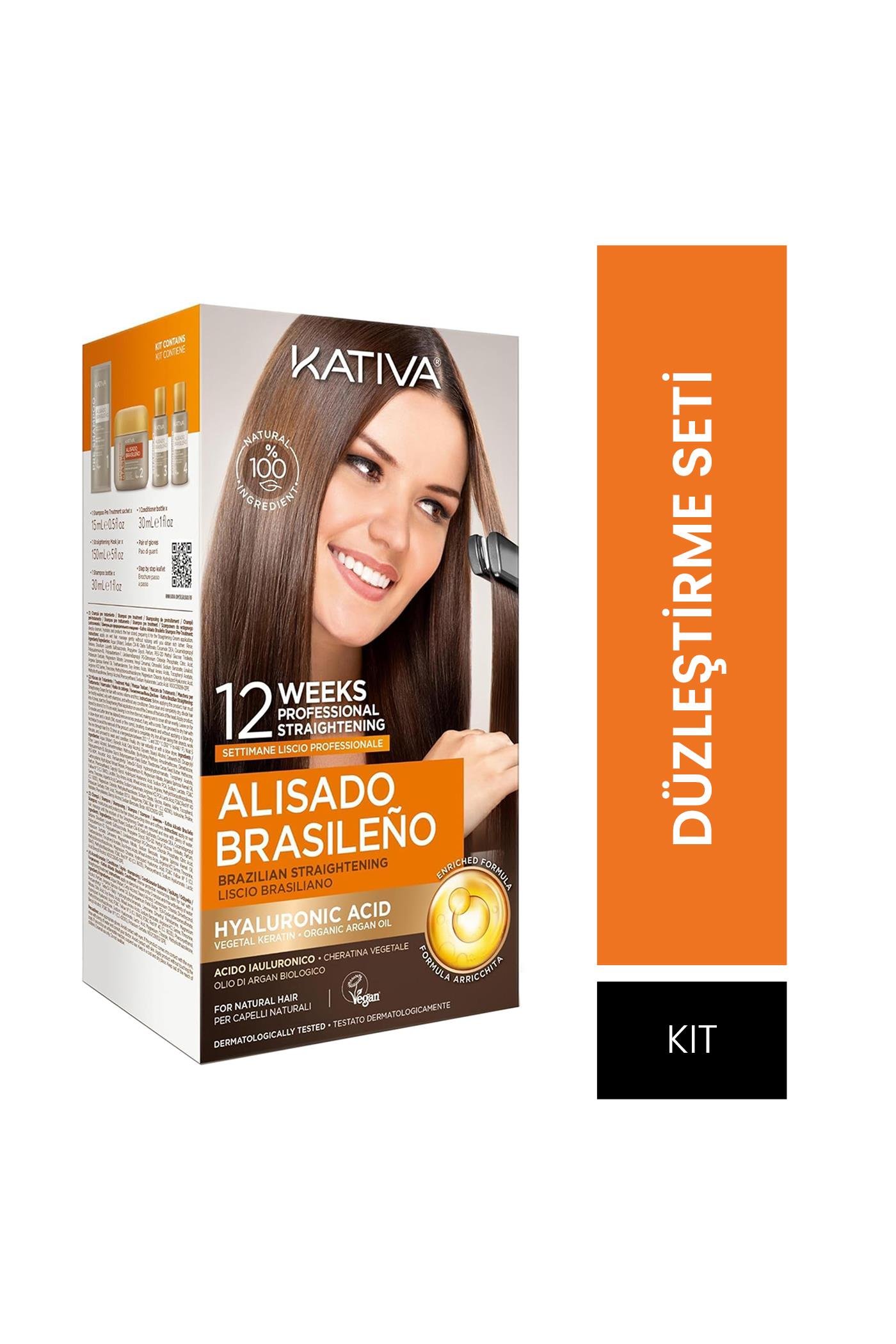 Kativa Brazilian Straightening Kit - Brezilya Keratin Doğal ve Vegan Saç Düzleştirme Seti