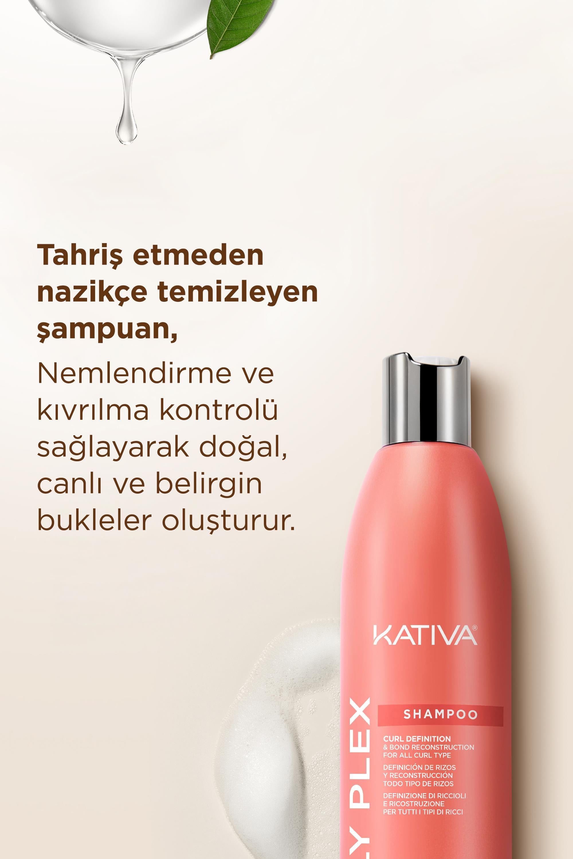 Kativa Curly Plex Bukle Belirginleştirme & Bağ Onarma Şampuanı 355 mL