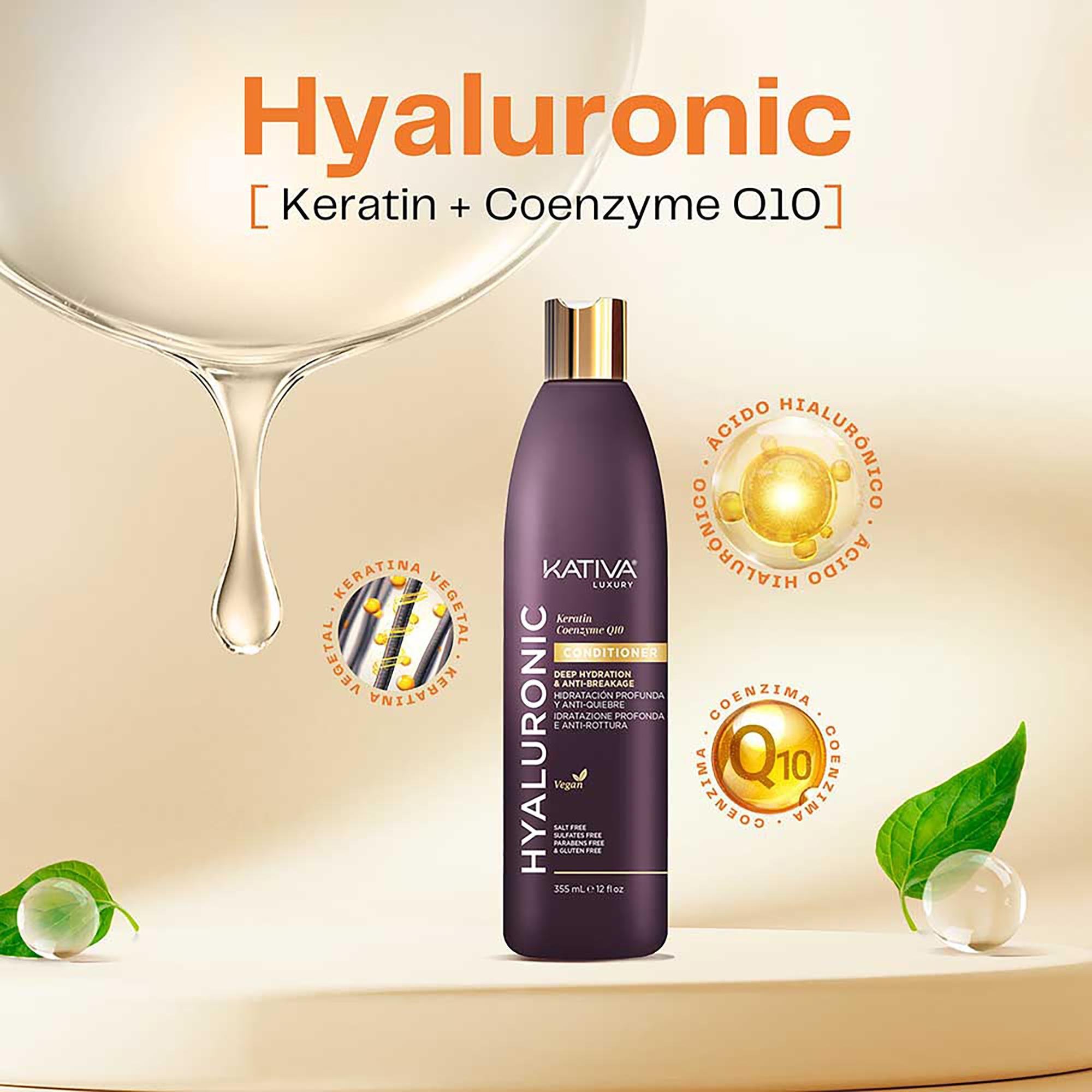 Kativa Hyaluronic Conditioner 355 mL - Derin Nem Sağlayan Kırılma Önleyici Şaç Kremi