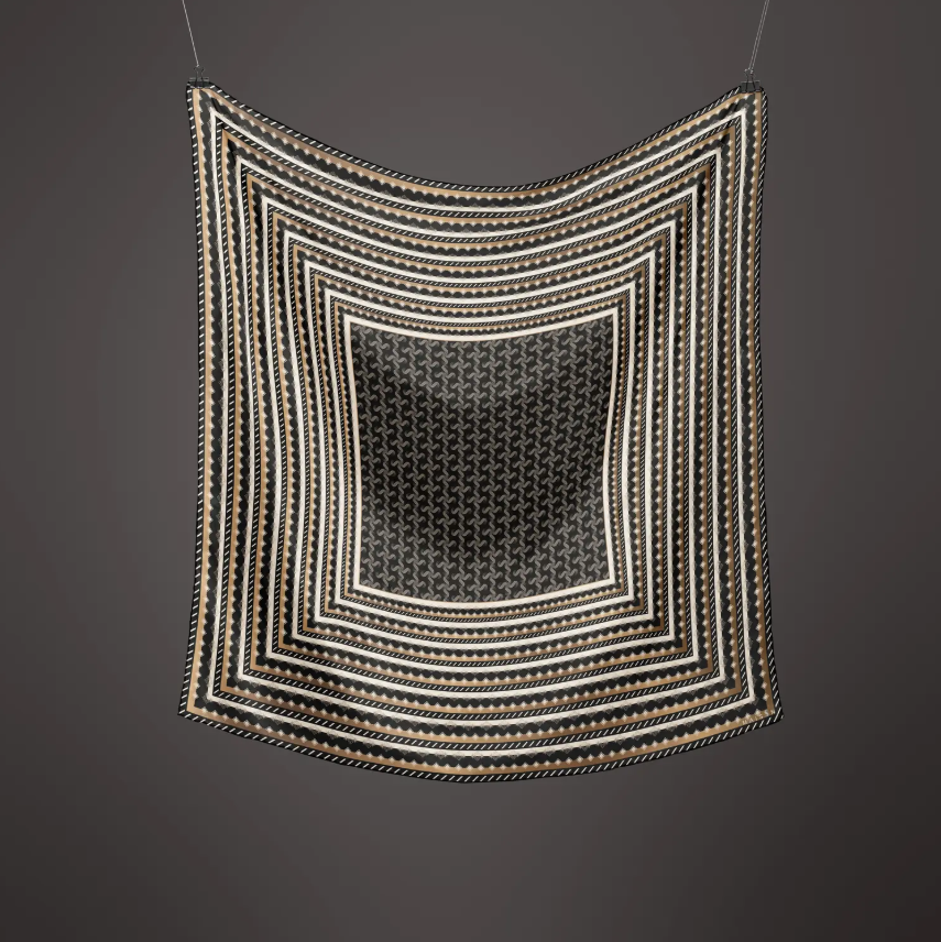 8 Maison Monogram Siyah Twill İpek Pareo