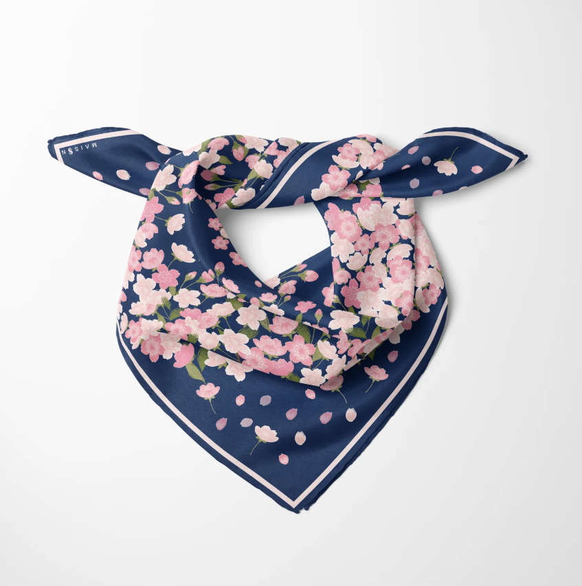 8 Maison Sakura Blue Twill İpek Pareo