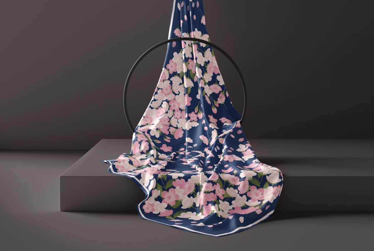 8 Maison Sakura Blue Twill İpek Pareo