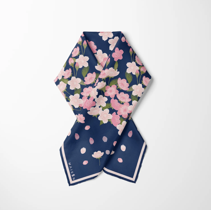 8 Maison Sakura Blue Twill İpek Pareo