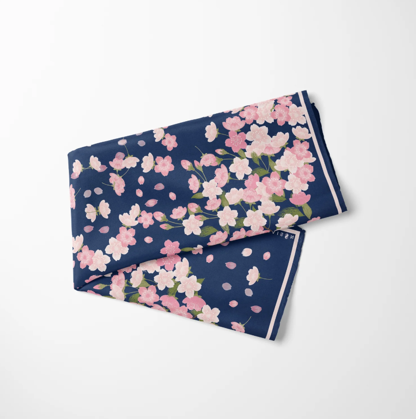 8 Maison Sakura Blue Twill İpek Pareo